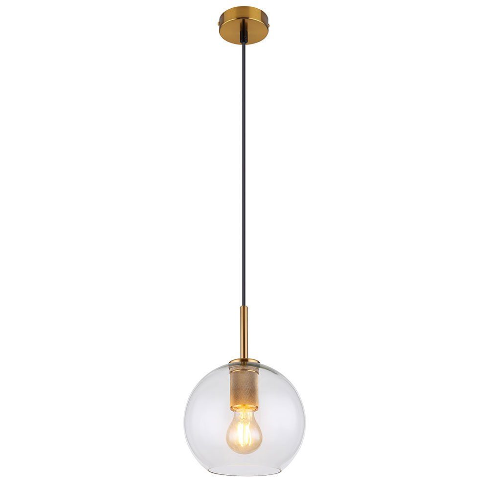 Hängeleuchte Esszimmerlampe klar messing nicht etc-shop Kugelleuchte inklusive, Retro Leuchtmittel Pendelleuchte, Glas