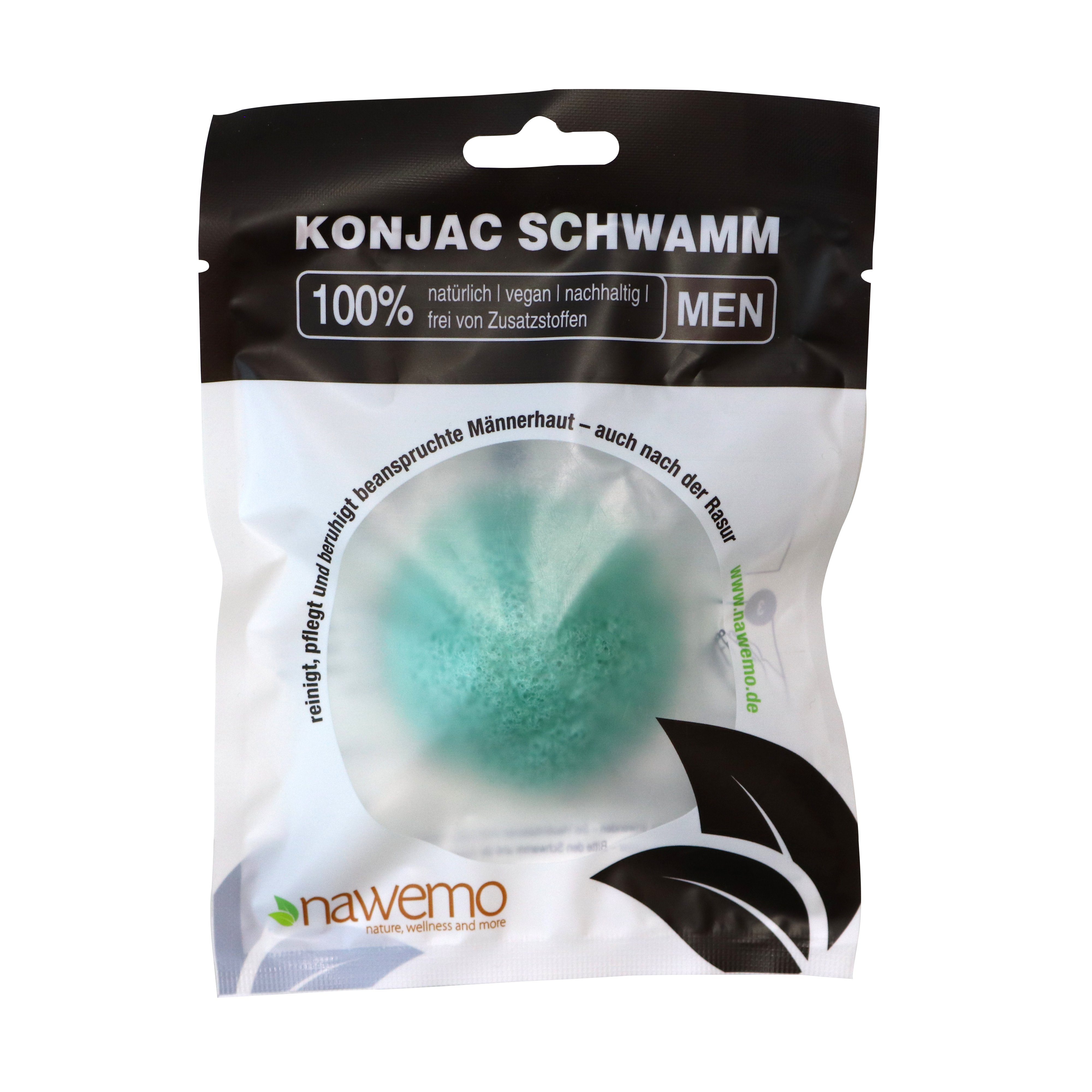 Nawemo Gesichtsschwamm Nawemo Konjac Schwamm MEN Pfefferminze, für Männerhaut, 1 tlg.