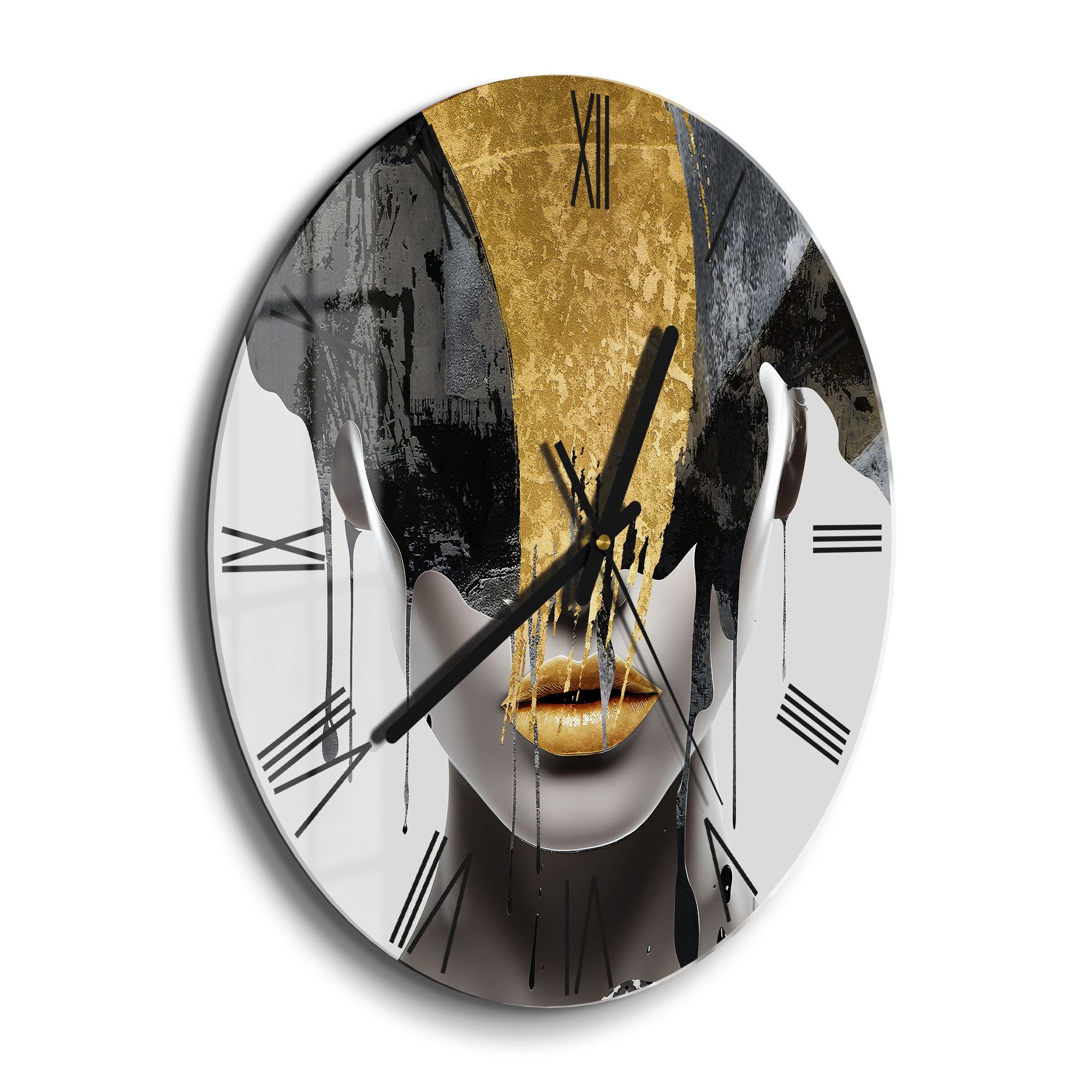 DEQORI Wanduhr 'Goldener Schimmer' (Glas Glasuhr günstig online kaufen