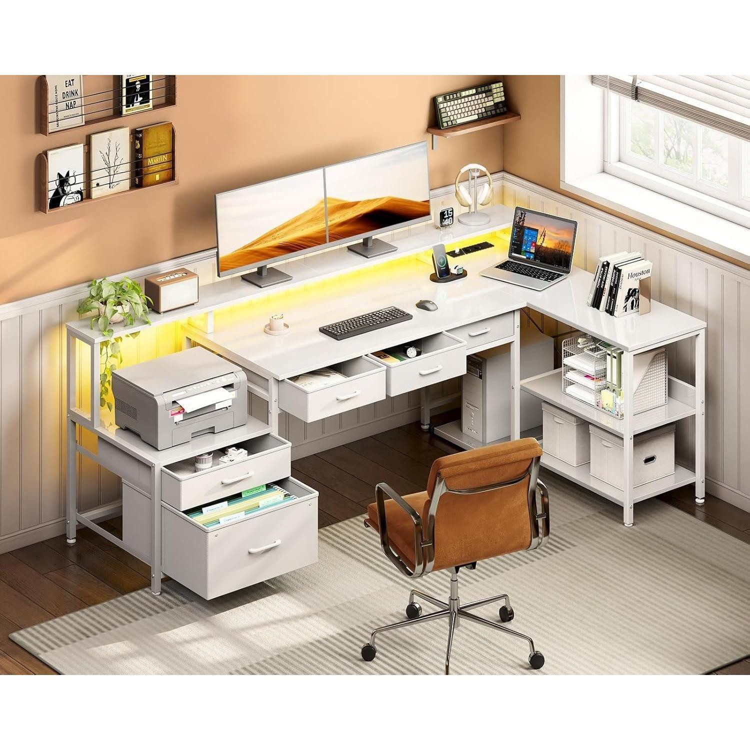 LuxusKollektion Eckschreibtisch Schreibtisch L Form 175x100cm Gaming Tisch günstig online kaufen