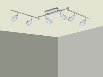 TRANGO LED Deckenstrahler, 6-flammig 2002-068 LED Wohnzimmer Lampe OLI in Chrom-Optik inkl. 6x 5 Watt LED Modul I Deckenlampe I Deckenstrahler I Deckenleuchte, Schlafzimmer-Leuchte schwenkbar und drehbar