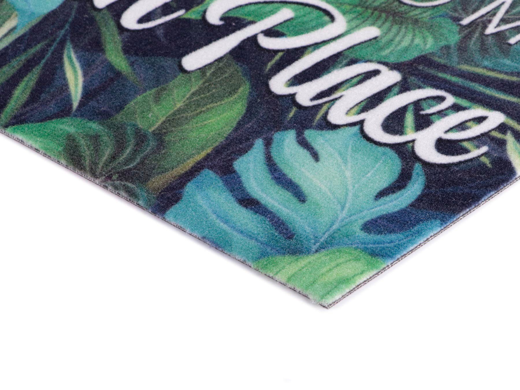 Fußmatte VELVET - rechteckig, mm, Spruch, 5 Dschungel, waschbar, PLACE, Schmutzfangmatte, Motiv rutschhemmend in HIDDEN Höhe: Primaflor-Ideen Textil, mit