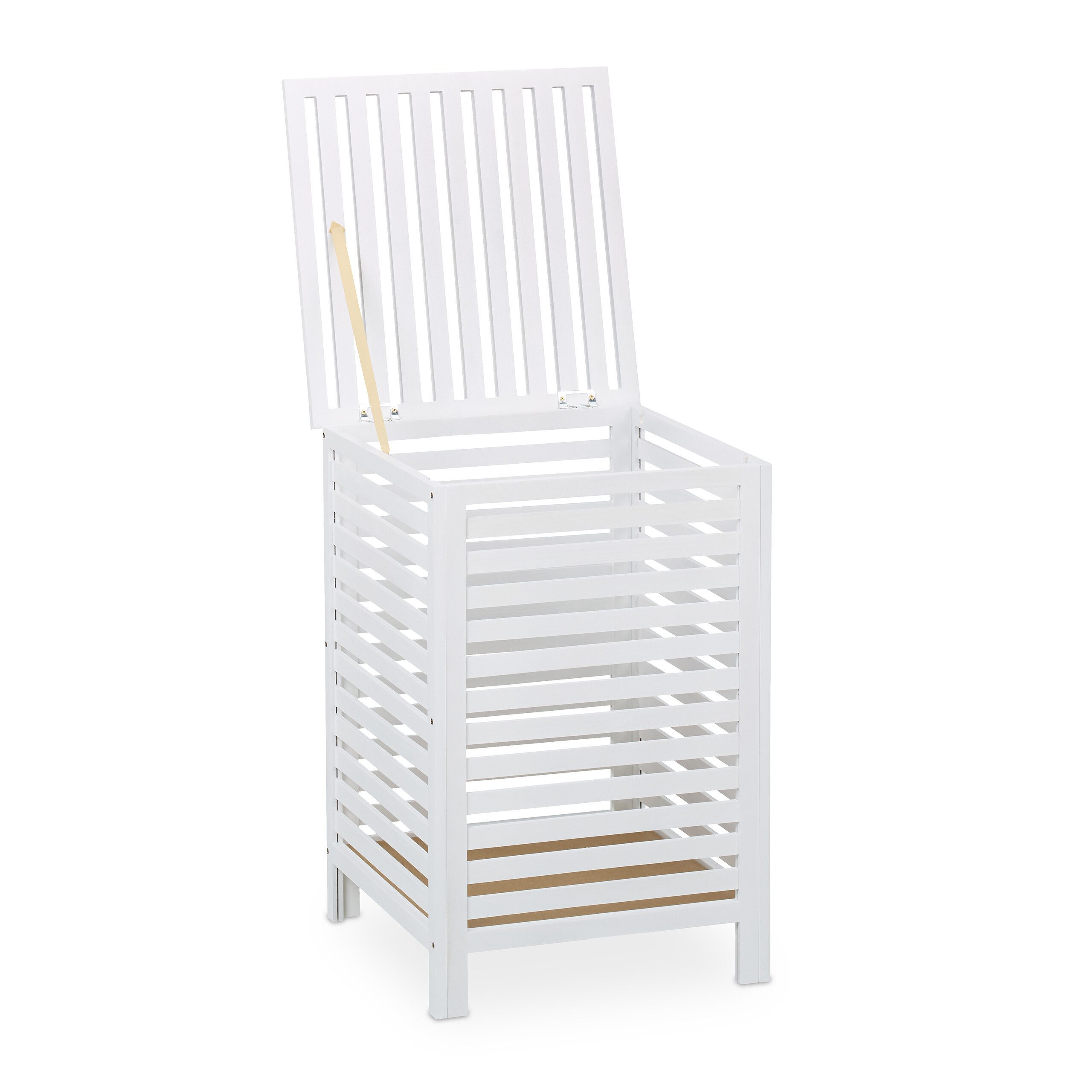 relaxdays Wäschekorb Wäschetruhe Walnuss mit Sack (2 St) – Bild 5 von 5