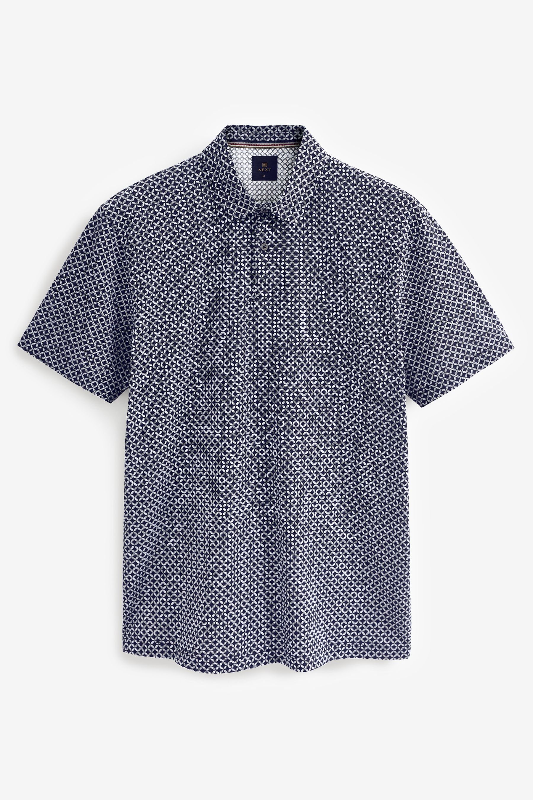 Next Poloshirt Polo-Shirt mit Blue Navy Geoprint (1-tlg)