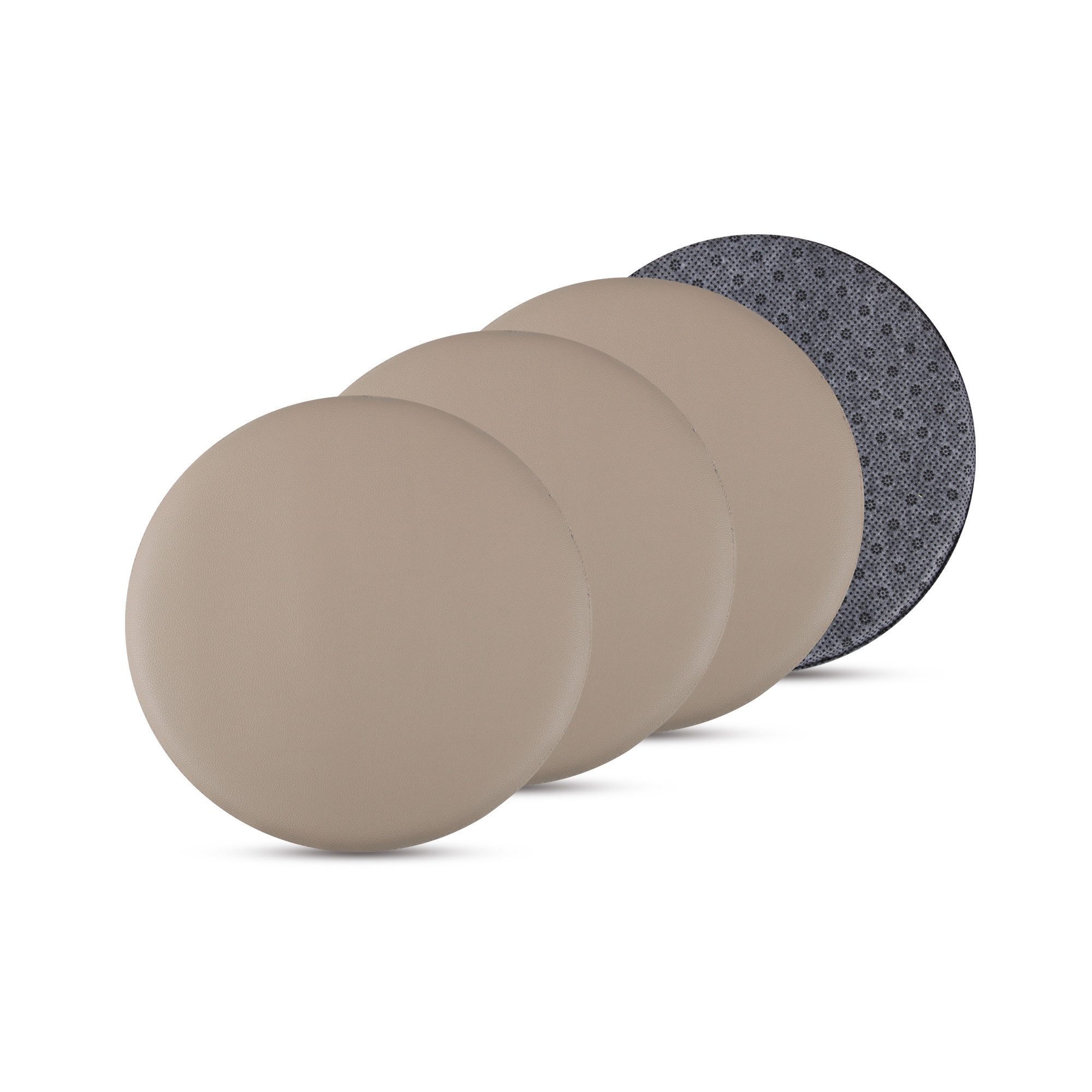 Bestlivings Stuhlkissen Lederimitat mit Antirutsch, ⌀ 38cm, rund, rutschfest, pflegeleicht, hygienisch, bequem