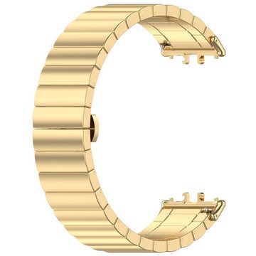 Wigento Smartwatch-Armband Für Samsung Galaxy Fit 3 One Bead Edelstahl Metall Arm Band Gold