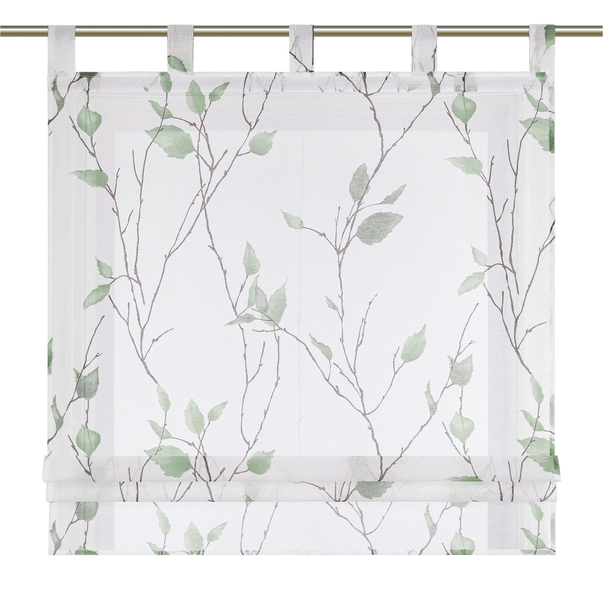 Joyswahl Raffrollo, mit Schlaufen, ohne bohren, mit Zweig und Blattmotiven günstig online kaufen