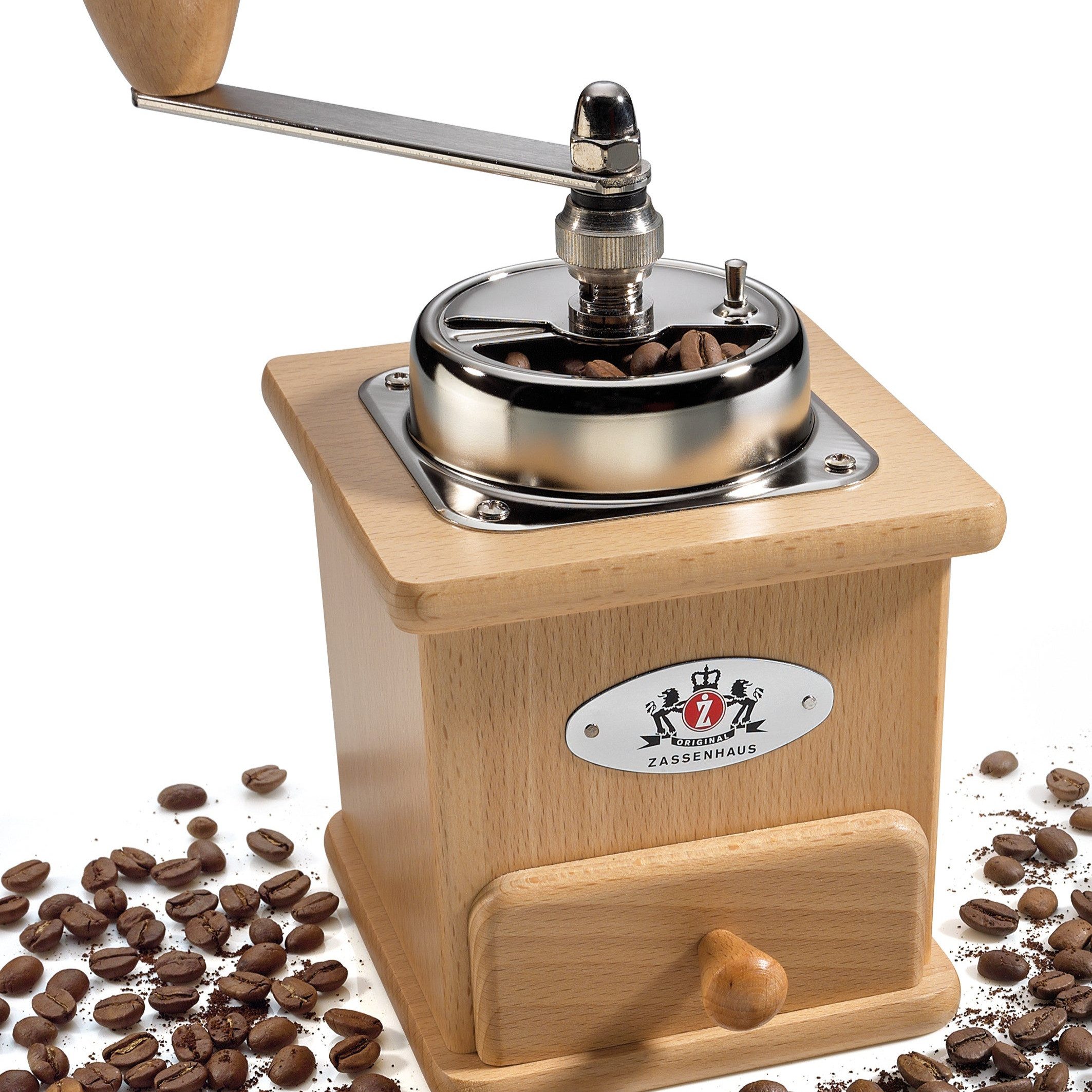 ZASSENHAUS Kaffeemühle Zassenhaus Kaffeemühle BRASILIA, Kegelmahlwerk aus gehärtetem Spezialstahl, 50 g Bohnenbehälter, Kaffemühle Manuell, Made in Germany