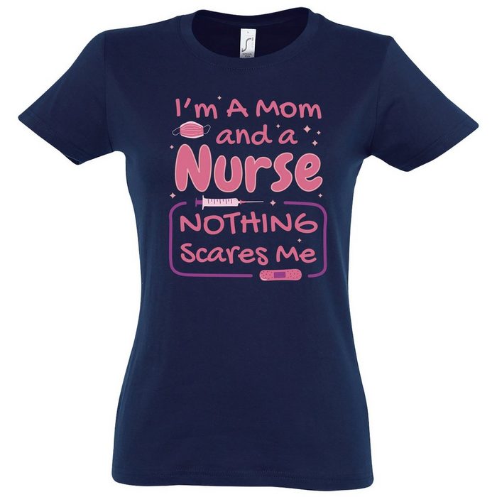 Youth Designz T-Shirt " I Am A Nurse Nothing Scares Me" Damen Shirt mit trendigem Frontprint