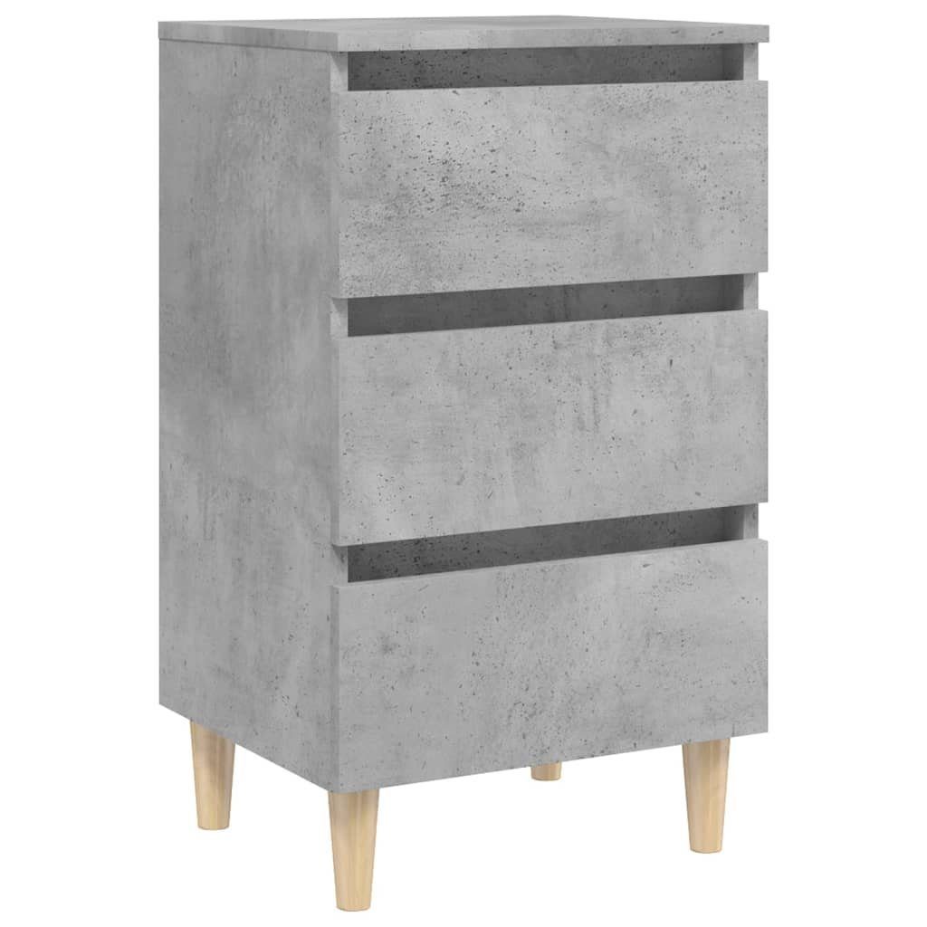 furnicato Nachttisch Schicker Betongrau 40 x 35 x 69 cm mit 3 Schubladen (1-St), Skandinavische Nachtkommode mit Massivholzbeinen und viel Stauraum