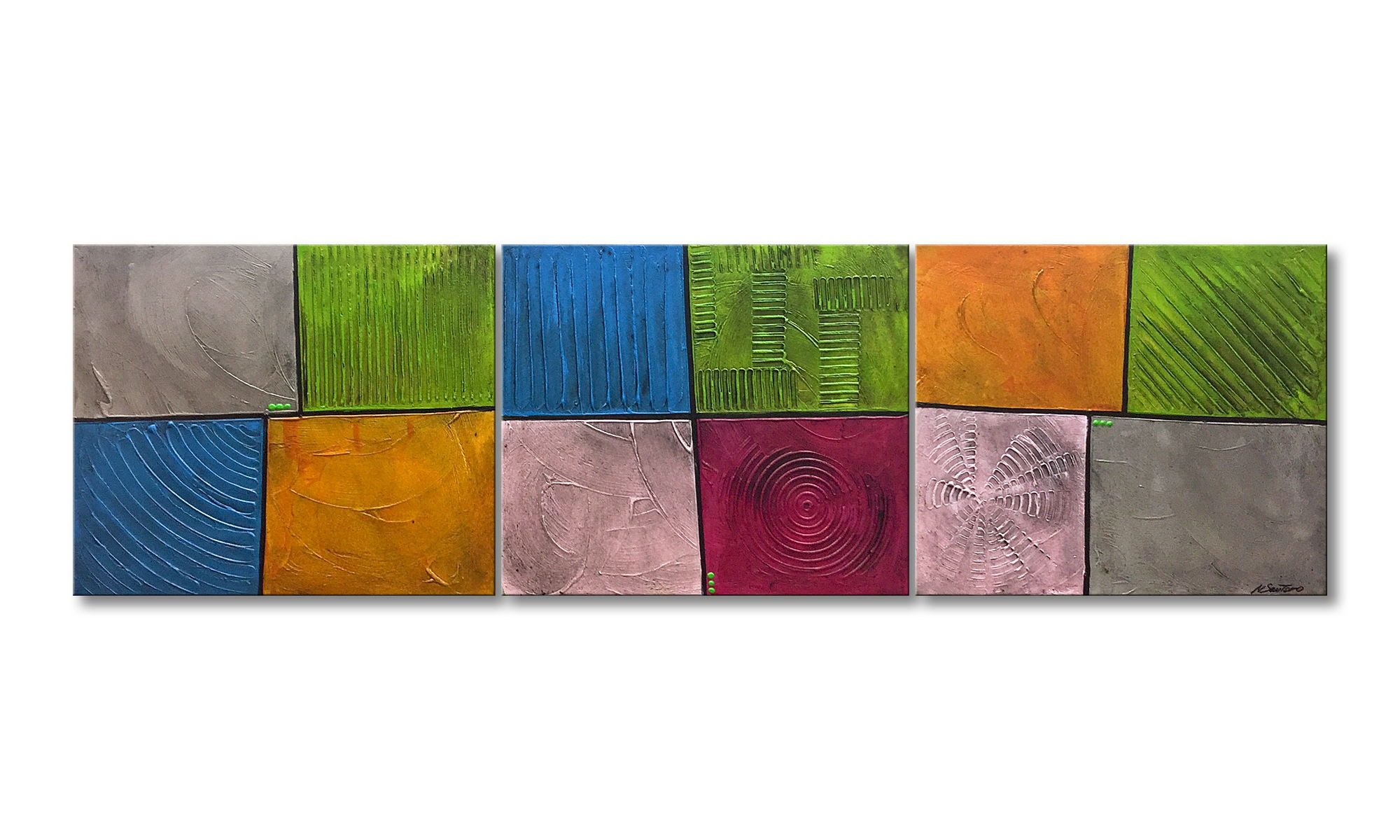 WandbilderXXL XXL-Wandbild Mind Garden 210 x 60 cm, Abstraktes Gemälde, handgemaltes Unikat