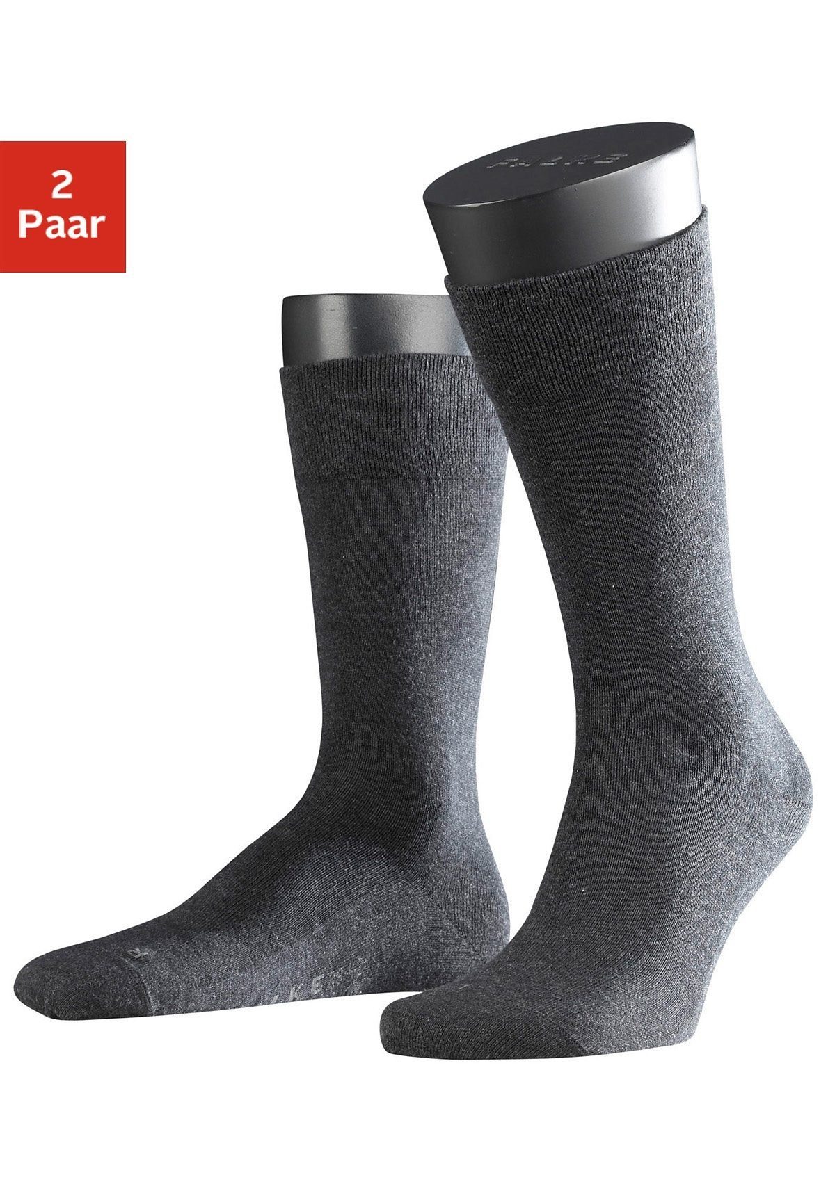 FALKE Socken Sensitive London (2-Paar) mit sensitve Bündchen ohne Gummi anthrazit