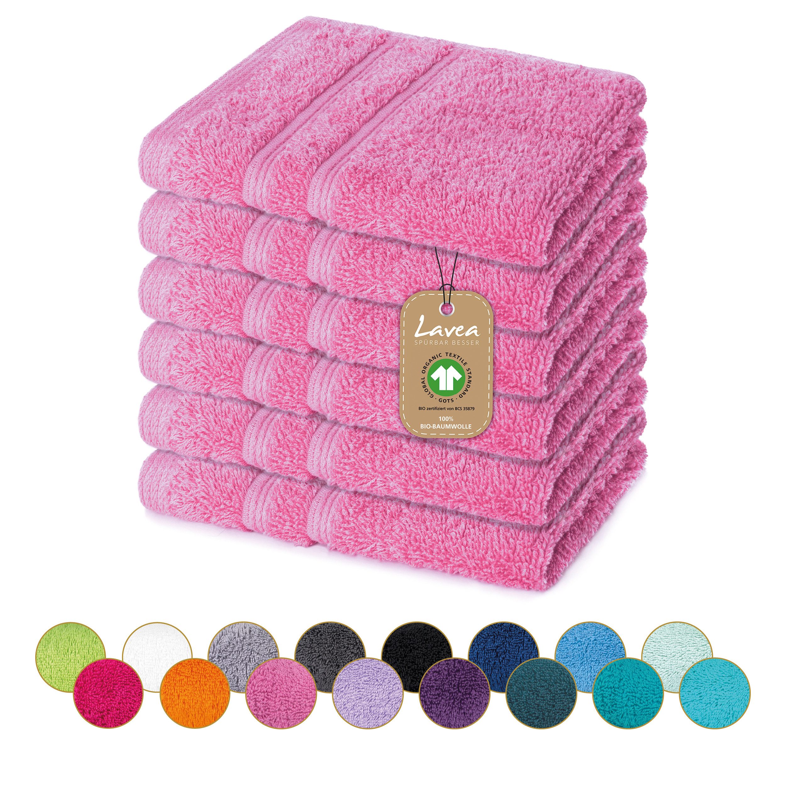 Lavea Seiftuch Bali Seiftücher, Waschlappen Frottee 30x30 cm, Weiches Bio-Baumwollfrottee (Set, 6-St), kleine Handtücher, Handtuch-Set, GOTS-zertifiziert, 500g/m²