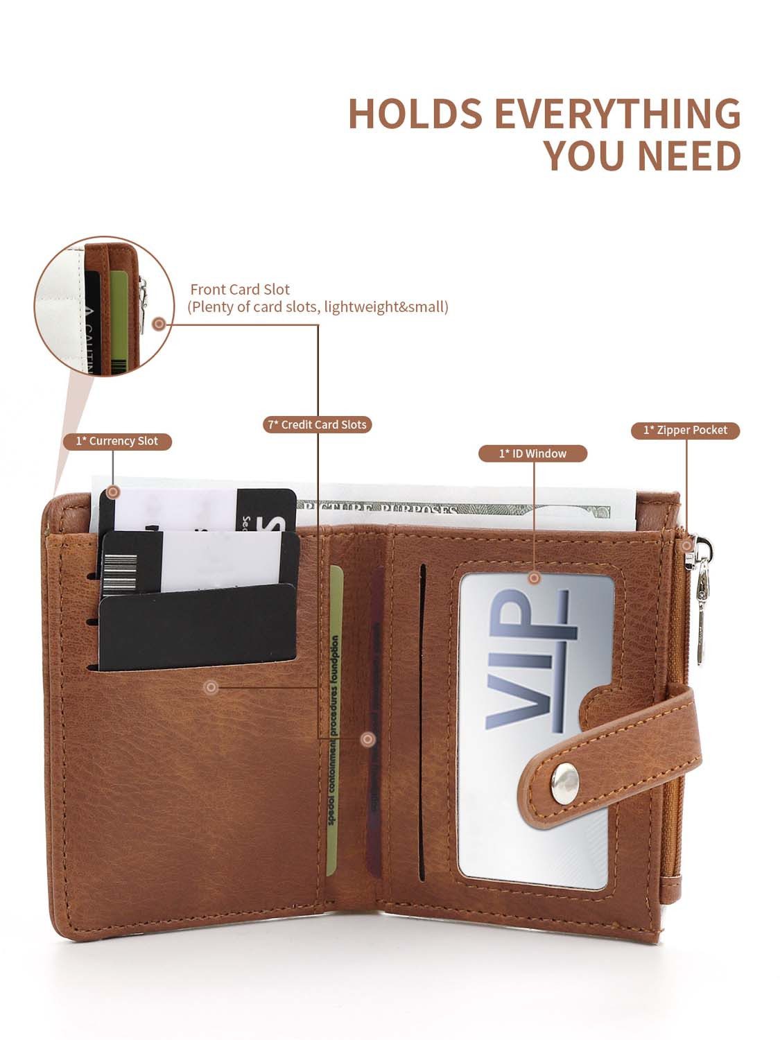 Coonoor Geldbörse für Damen PU Leder RFID-Blockierung mit Reißverschluss günstig online kaufen