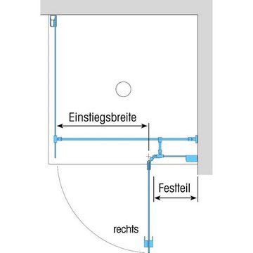 Dusbad Eckdusche Dusbad Vital 8 Eckdusche/ Pendeltür mit Festteil an Seitenwand/ Kombi Black Edition Anschlag rechts 90x90cm, BxT: 90x90 cm, ESG-Glas