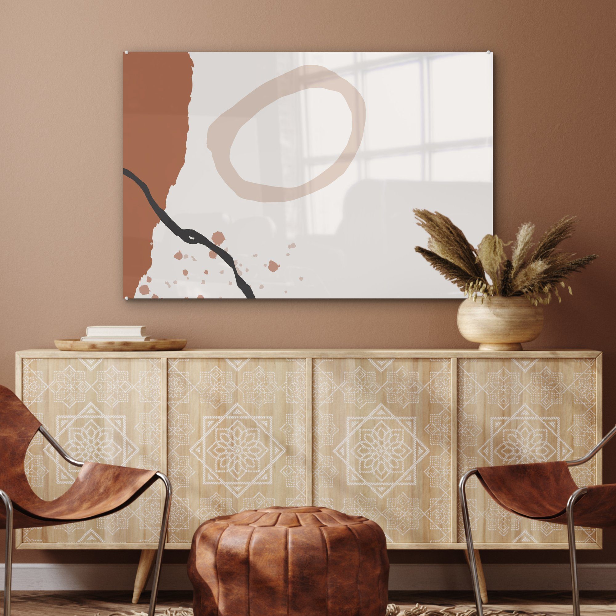 Acrylglasbild Sommer MuchoWow (1 St), Wohnzimmer Schlafzimmer Grau, - Abstrakt & - Acrylglasbilder