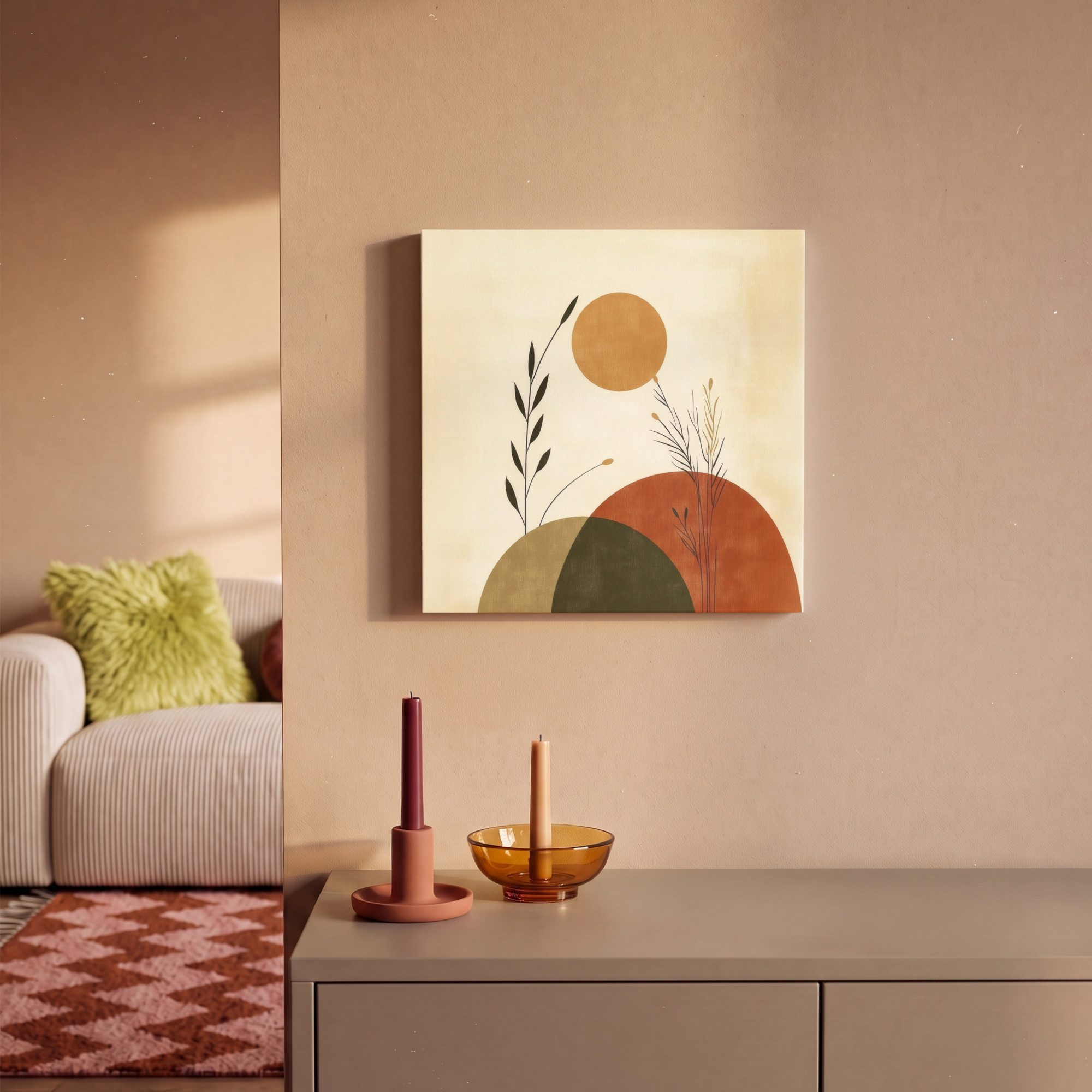 OneMillionCanvasses® Leinwandbild Pflanzen - Abstrakt - Formen, Fotodruck (1 St), Wandbild, Deko Schlafzimmer Wohnzimmer Flur 20x20 cm – Bild 2 von 5