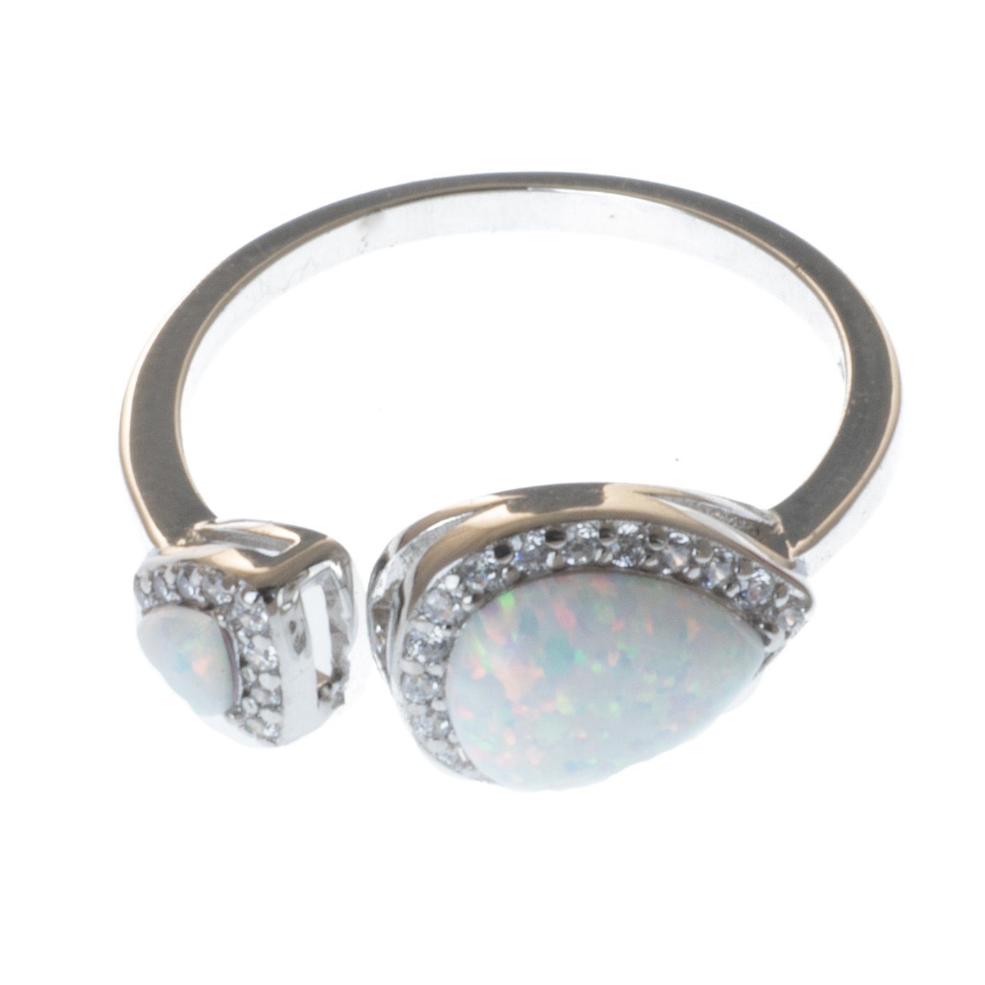Bella Carina Fingerring Ring mit Opal und Zirkonia hell, verstellbar