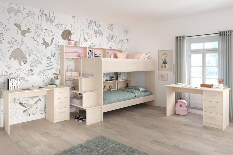 Parisot Jugendzimmer-Set Bibop, (3-St., Etagenbett, zwei Schreibtische),  mit 2 Schreibtischen