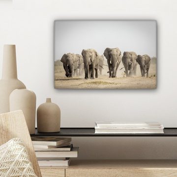 OneMillionCanvasses® Leinwandbild Elefant - Afrikanisch - Stoff, (1 St), Wandbild Leinwandbilder, Aufhängefertig, Wanddeko, 30x20 cm