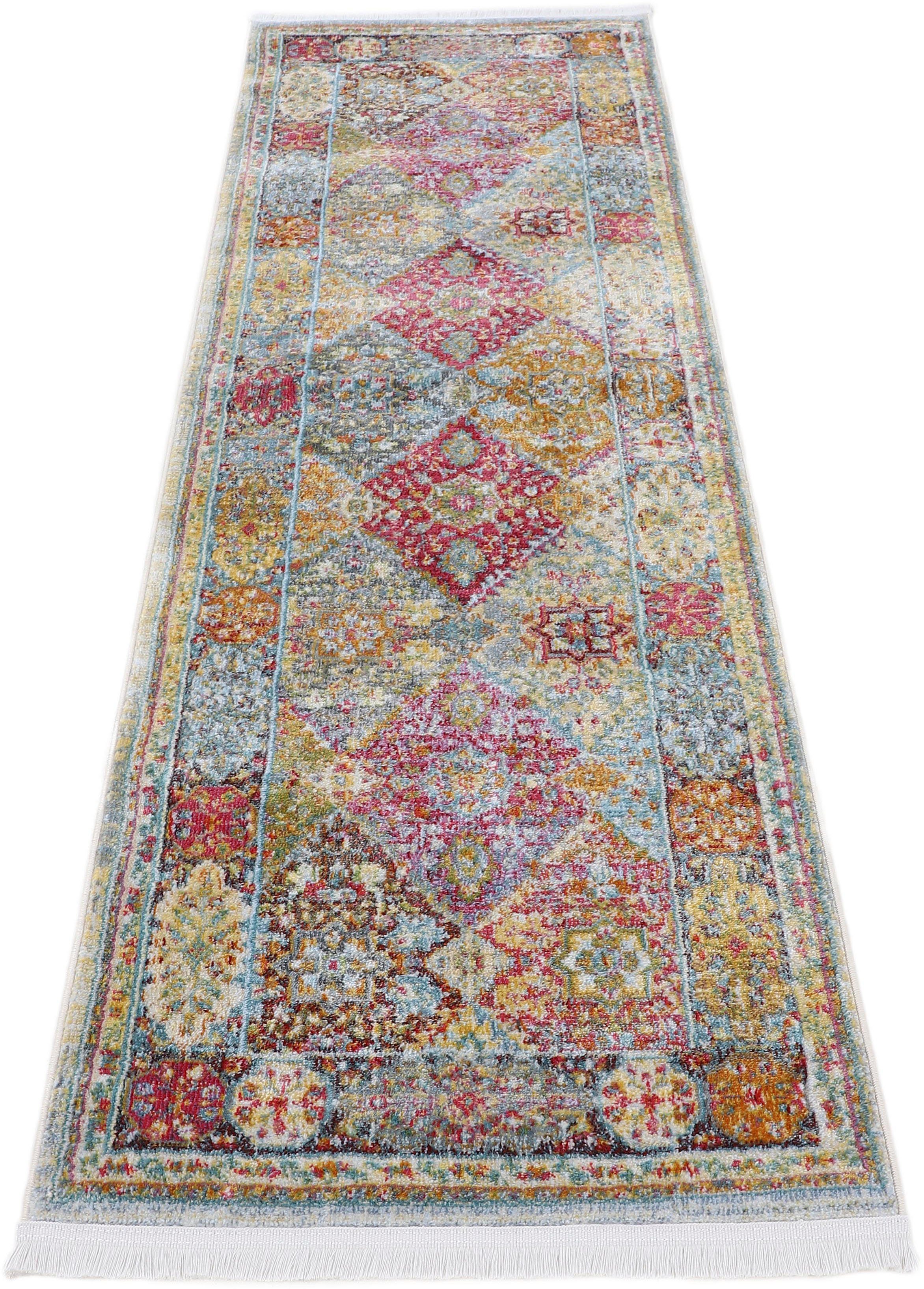 carpetfine Teppich Harleen, auch als Läufer, rund, Höhe: 8 mm, Vintage Look, Orient, mit Fransen, Wohnzimmer