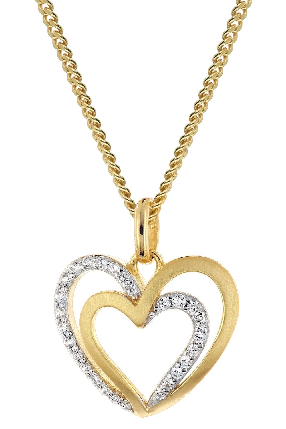 Glizz Panzerkette Anhänger Herz Gold 333/8K an vergoldeter Silberkette günstig online kaufen
