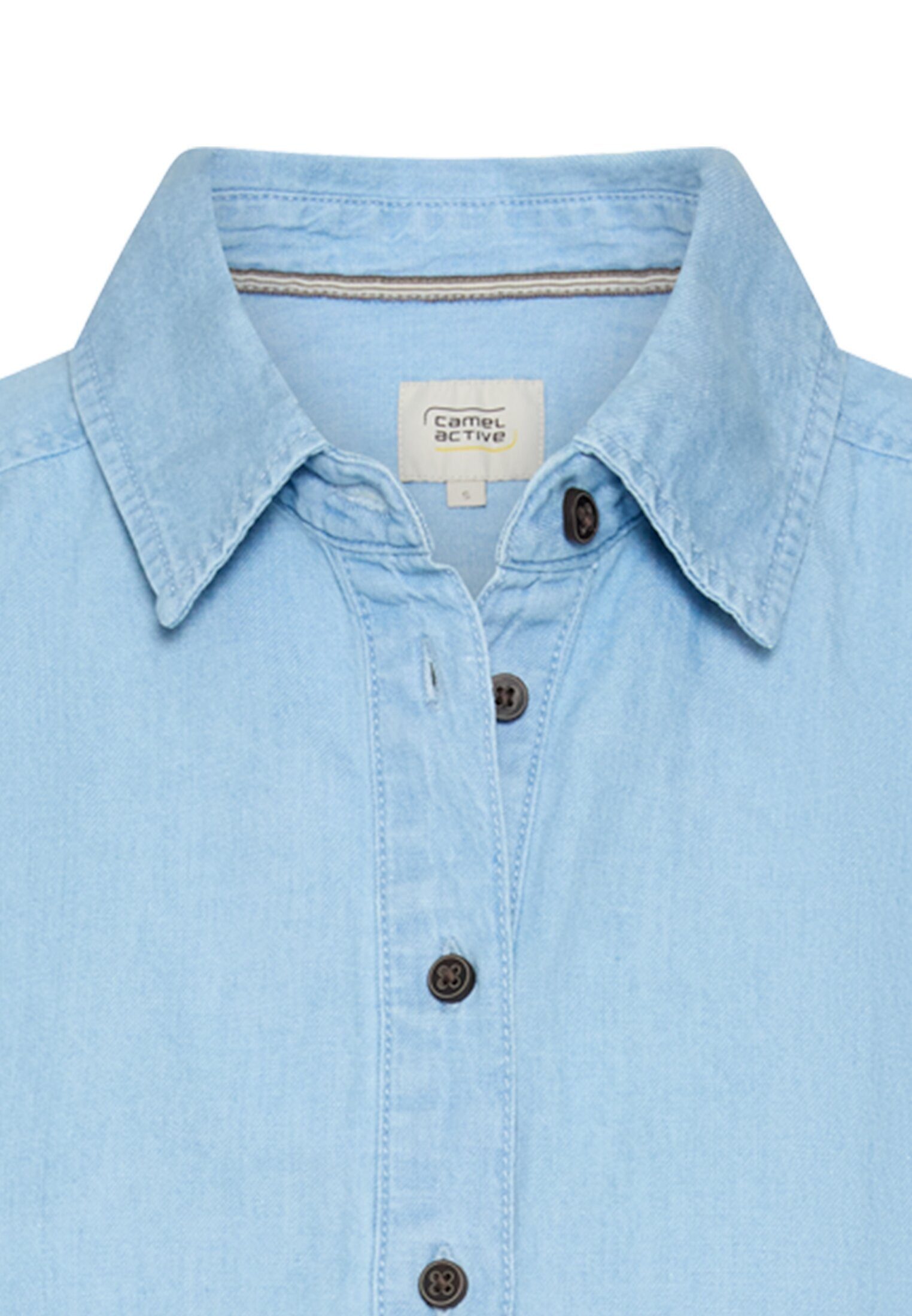 camel active Kurzarmbluse Kurzarm Bluse mit Knopfleiste Kurzarm