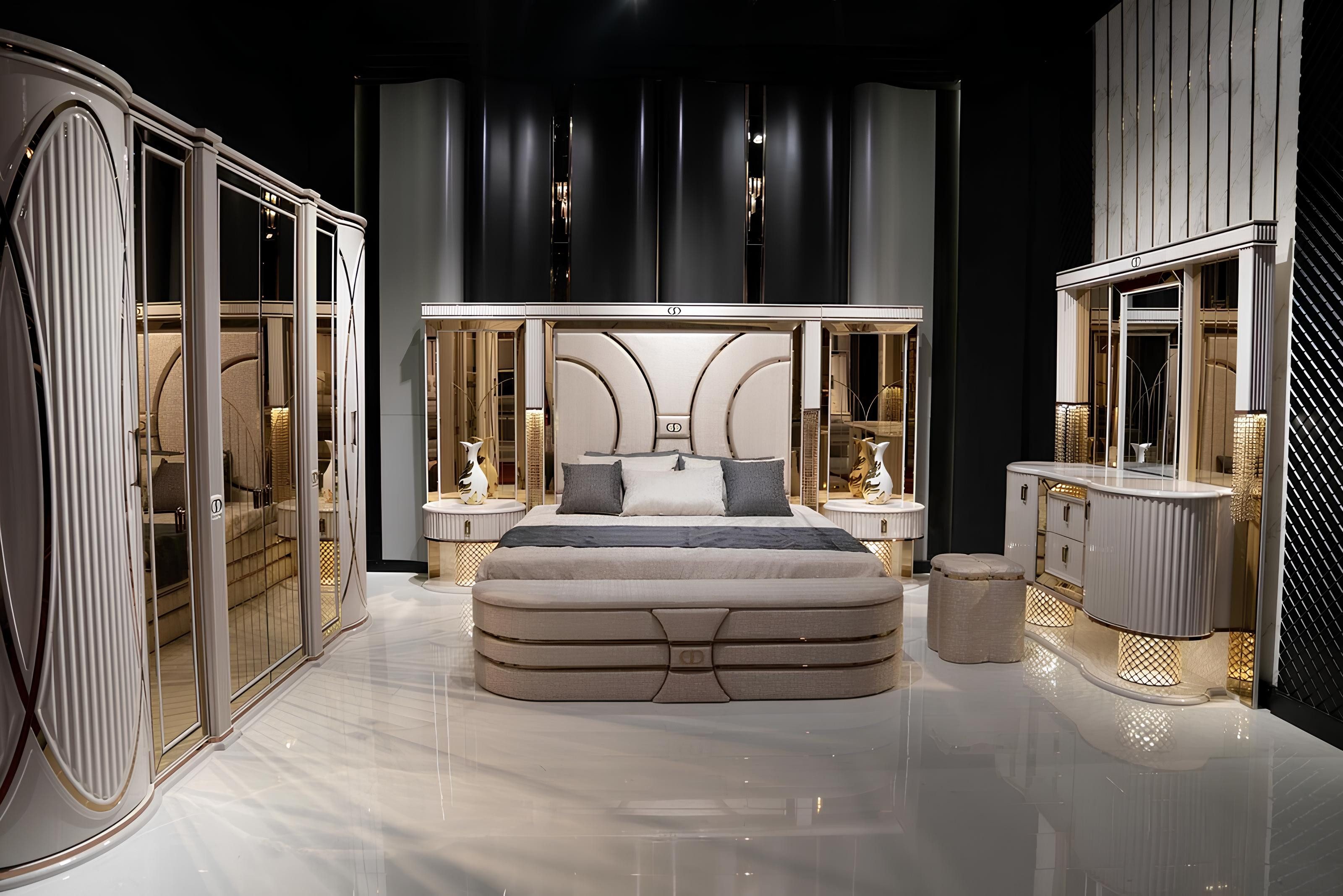 JVmoebel Komplettschlafzimmer Schlafzimmer Set Komplettes Bett 2x Nachttisc günstig online kaufen