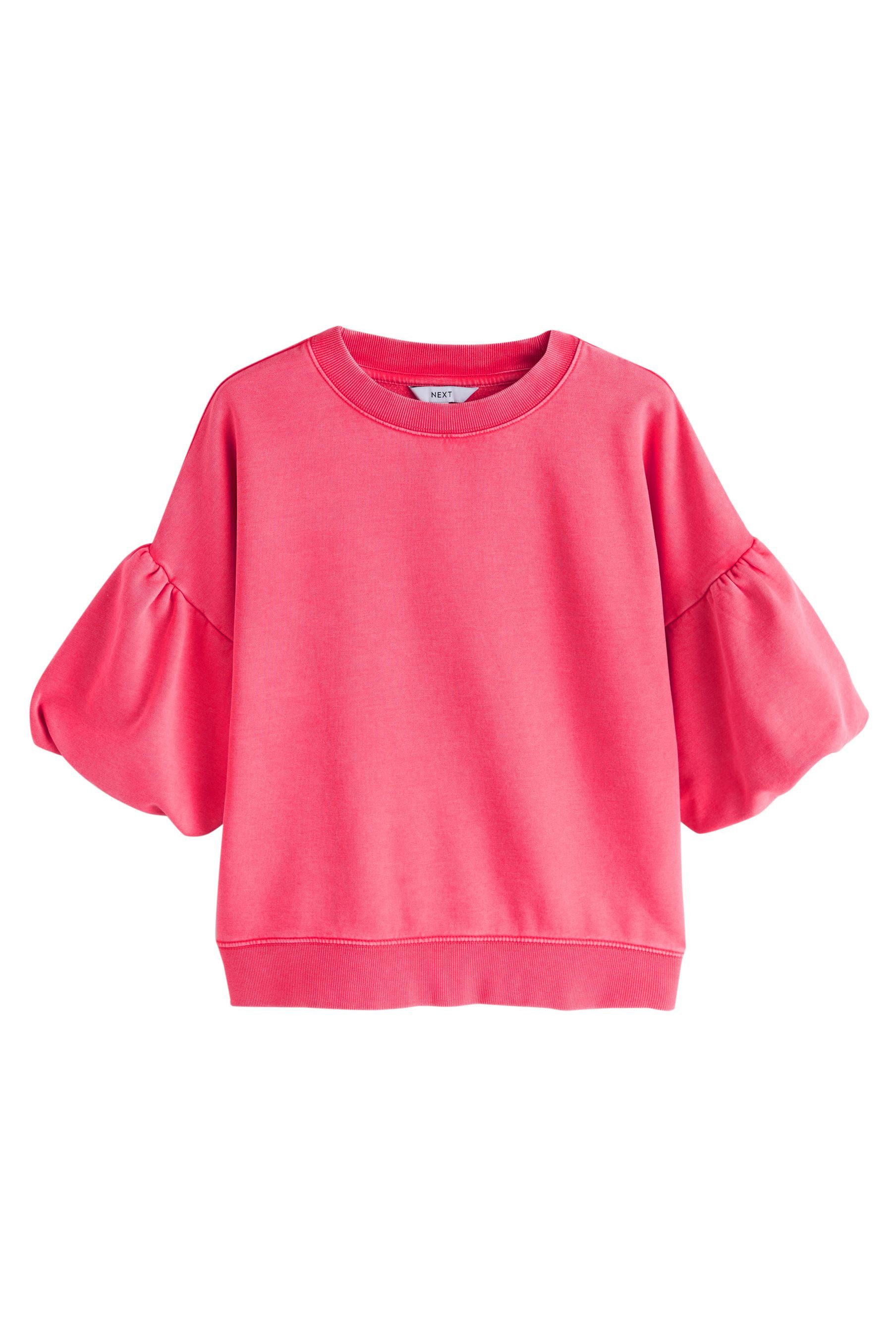 Sweater Sweat-Top mit kurzen Puffärmeln