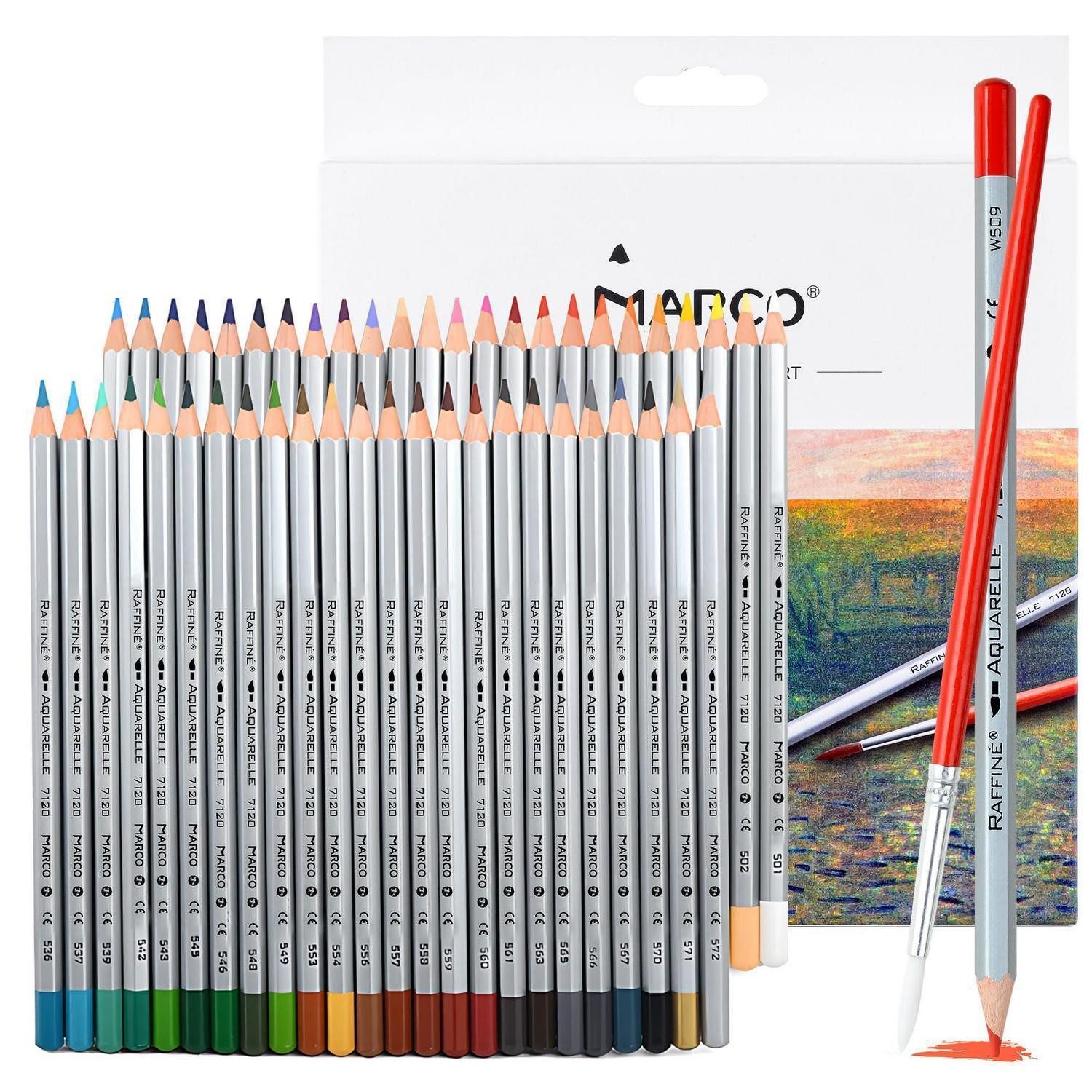 LuxusKollektion Aquarellstifte Buntstifte wasserlöslich 48 Farben Sechskant Naturholz