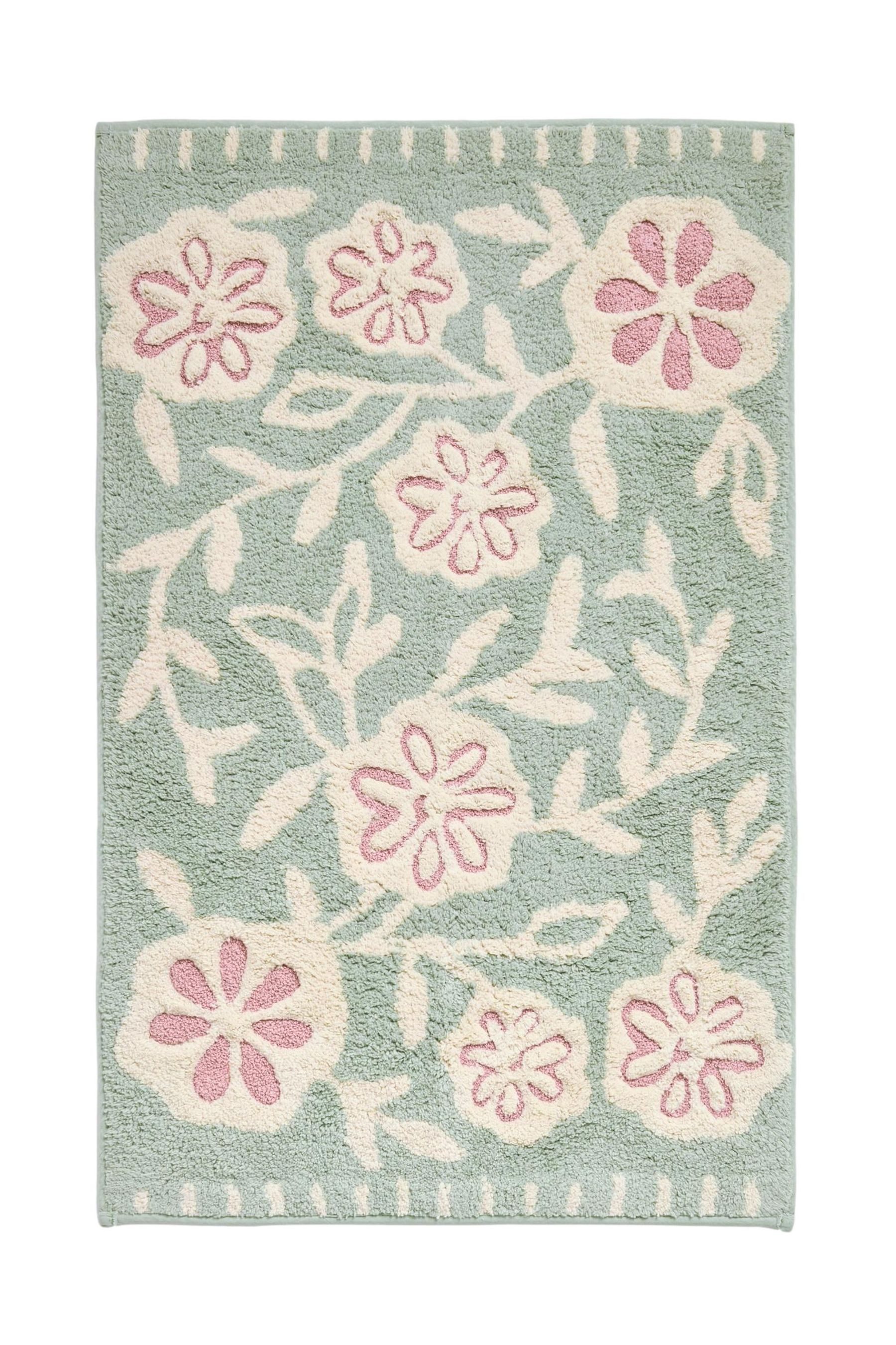 Next Badematte Badematte aus Baumwolle mit floralem Muster, Höhe 80 mm, Baumwolle