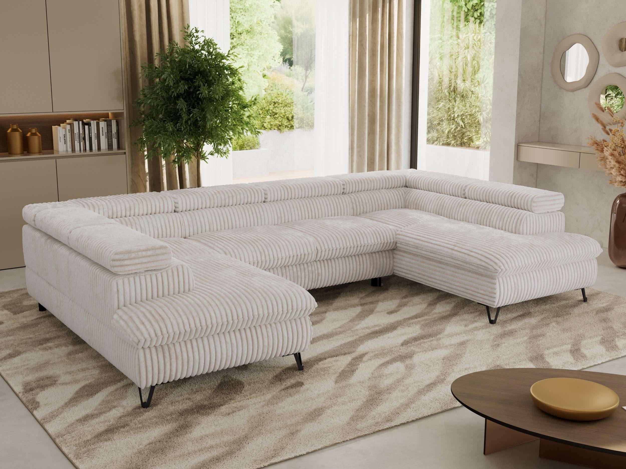 MKS MÖBEL Ecksofa PABLO U, Set, Wellenfeder, Metallbeine, HR35-Schaum, U-förmige Ecke, Wohnlandschaft, verstellbare Kopfstützen