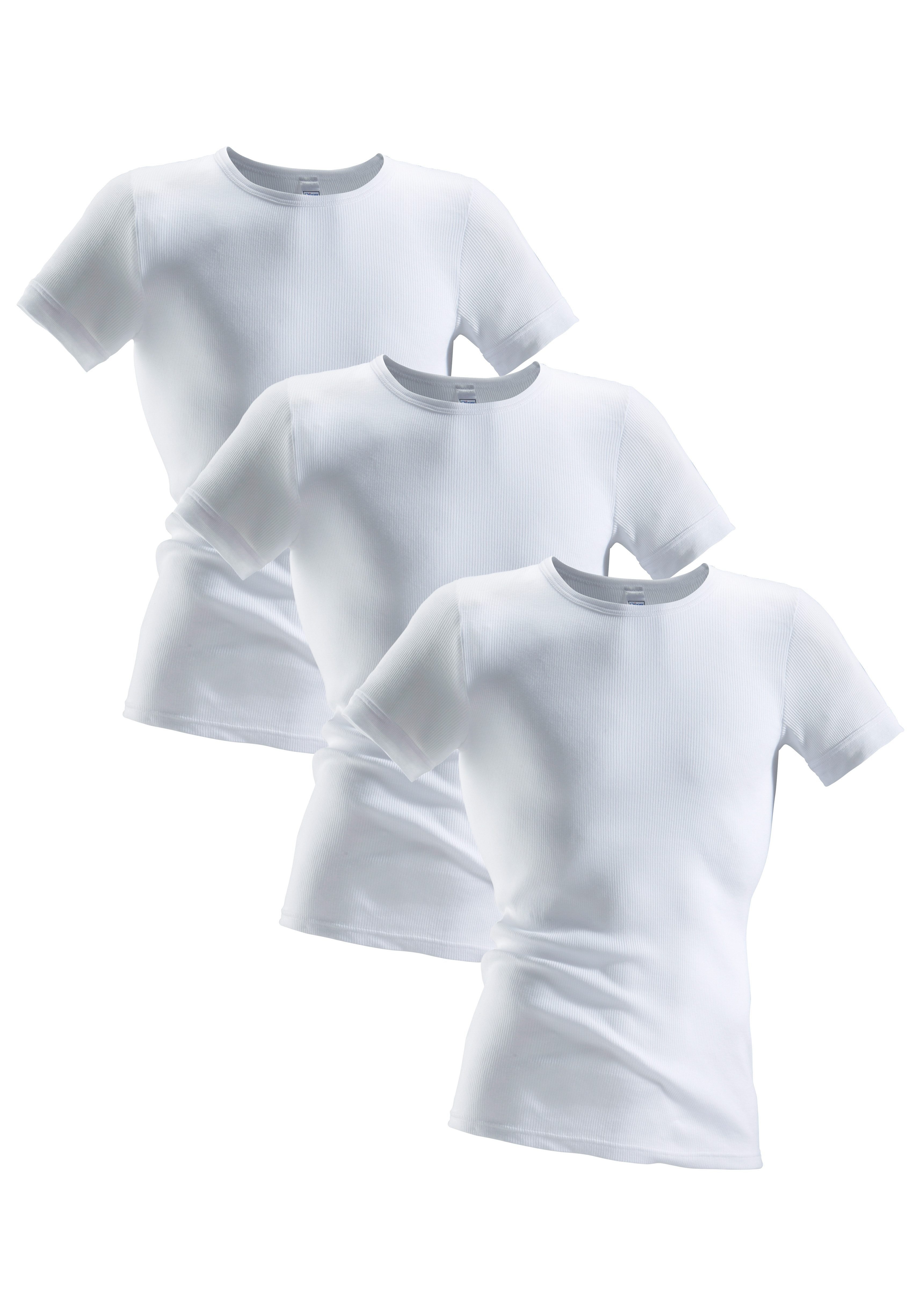 Clipper aus T-Shirt, Unterziehshirt, Unterhemd Doppelripp, T-Shirt (3-St) Kurzarm