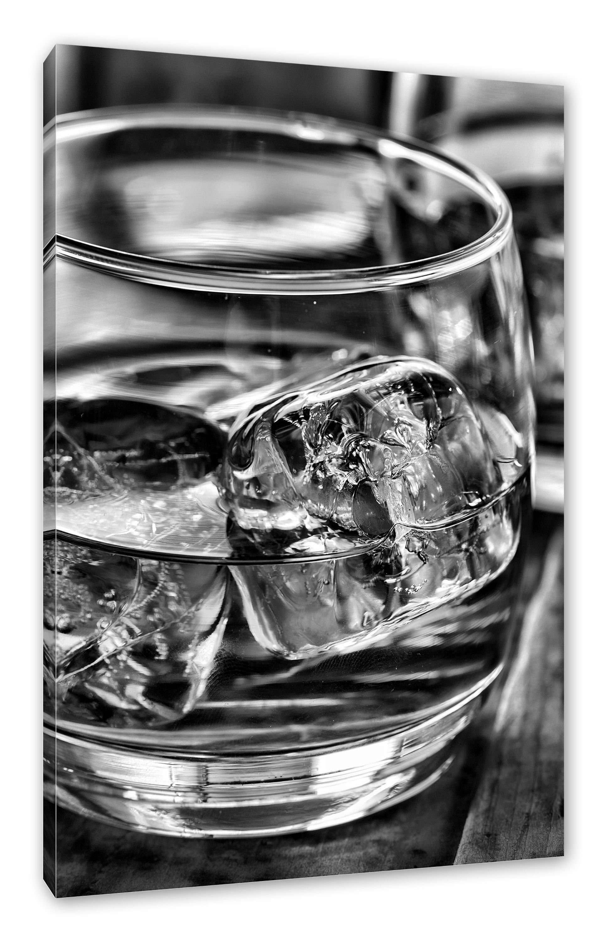 Pixxprint Leinwandbild Goldgelber Whisky, Goldgelber Whisky (1 St), Leinwandbild fertig bespannt, inkl. Zackenaufhänger