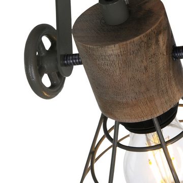 etc-shop LED Deckenspot, Leuchtmittel nicht inklusive, Deckenlampe Retro Strahler 2-flammig beweglich Metall Holz schwarz