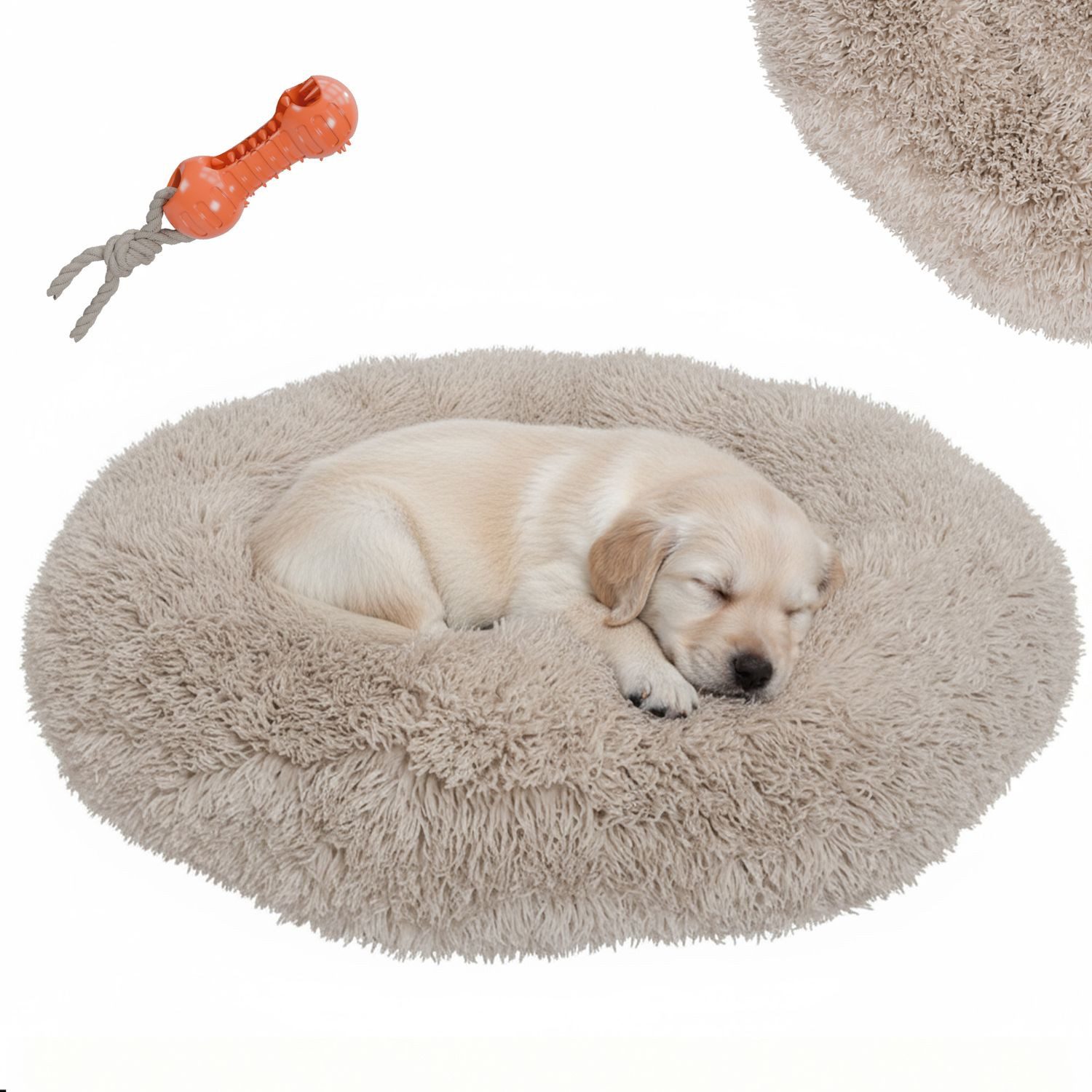 BENNO Tierbett Hundebett BALU Donutform 50x50x16 cm, waschbar, rutschfest, Polyester, Hundebett BALU 50 cm – rundes Kuschelbett, waschbar, rutschfest