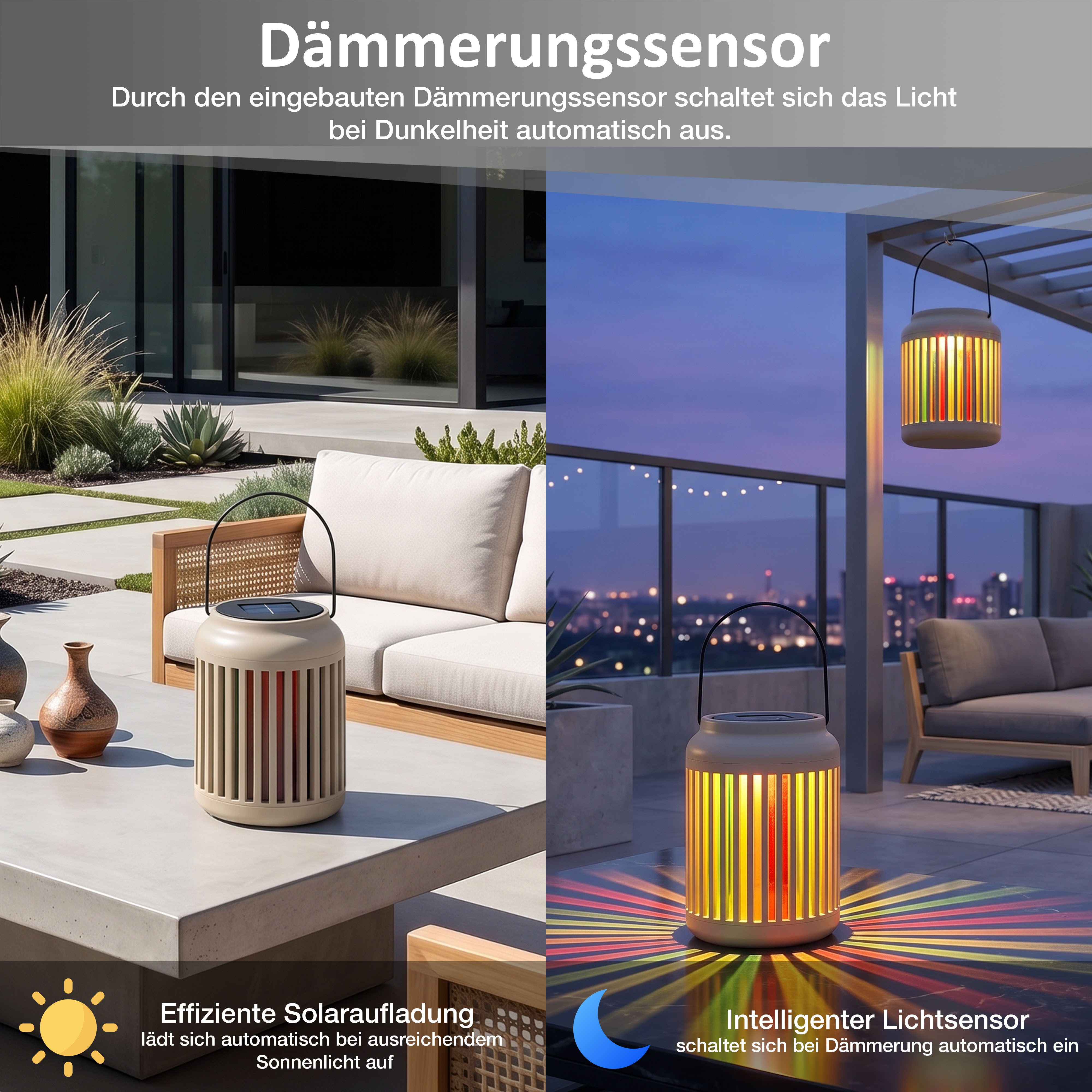 Northpoint LED Gartenleuchte Solarleuchte mit Aufhängung Regenbogeneffekt 2er-Set