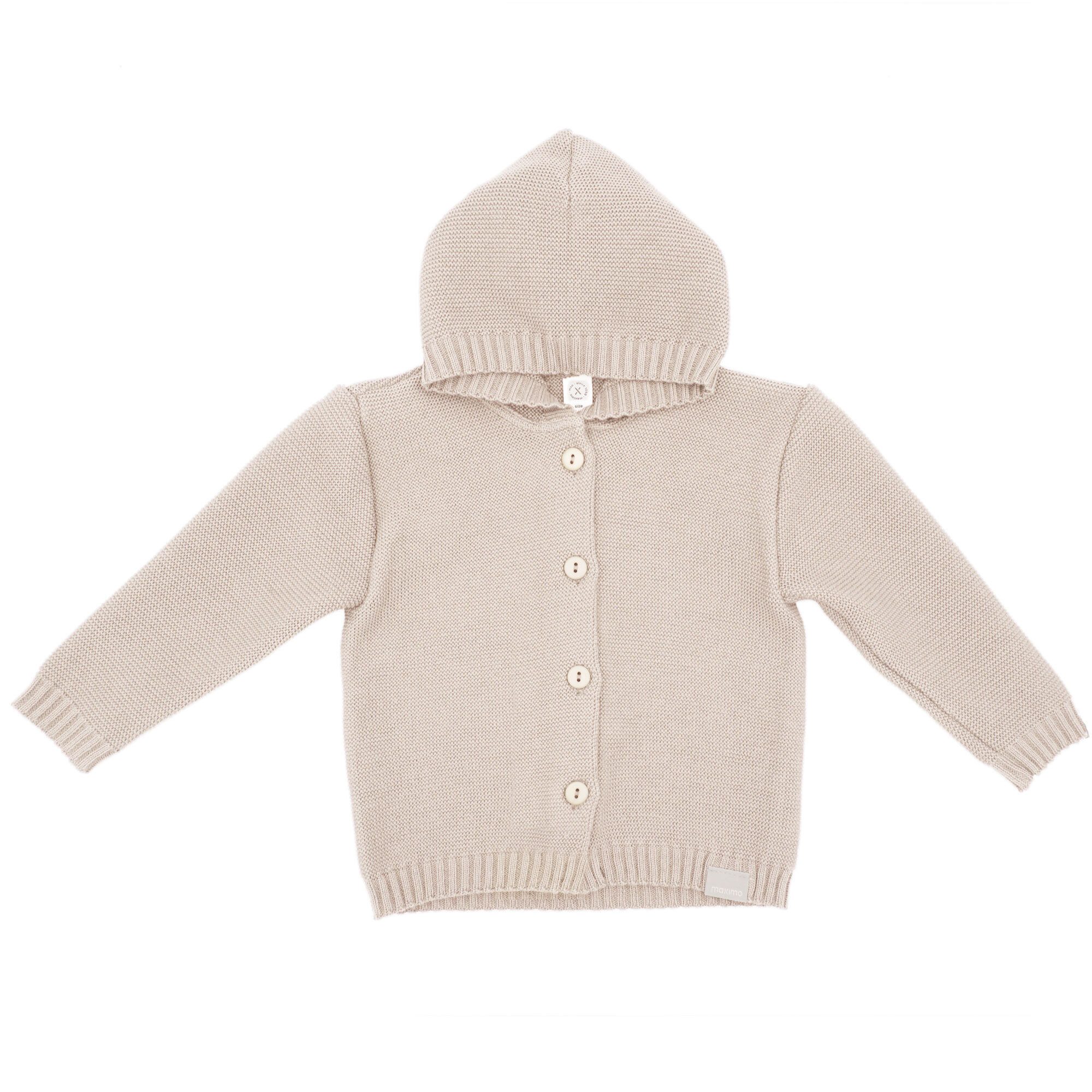 MAXIMO Fleecejacke GOTS BABY-Strickjacke, LL Kapuze, Knöpfe (1-St)