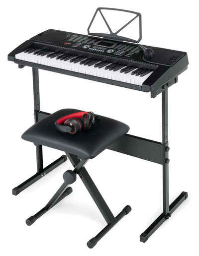 McGrey Home Keyboard SK-6100 - 61 Tasten Einsteiger-Keyboard, (Super Kit, 5 tlg., inkl. Keyboardtisch, Mikrofon, Hocker und Kopfhörer), 255 Klänge und Begleitrhythmen und Lernfuktionen