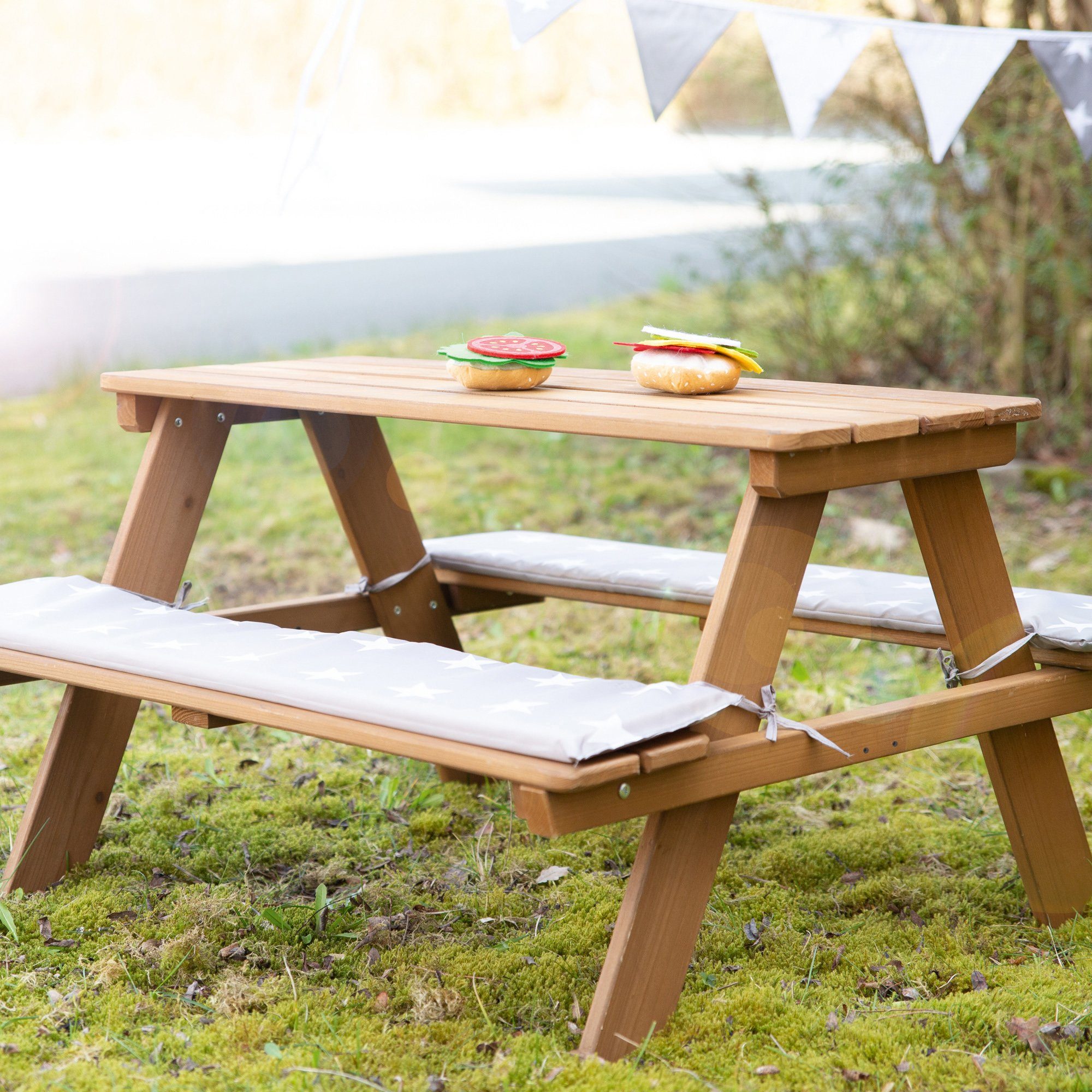 roba® Kindersitzgruppe Picknick for 4 Outdoor Deluxe, Teakholz-Optik, mit abgerundeten Ecken