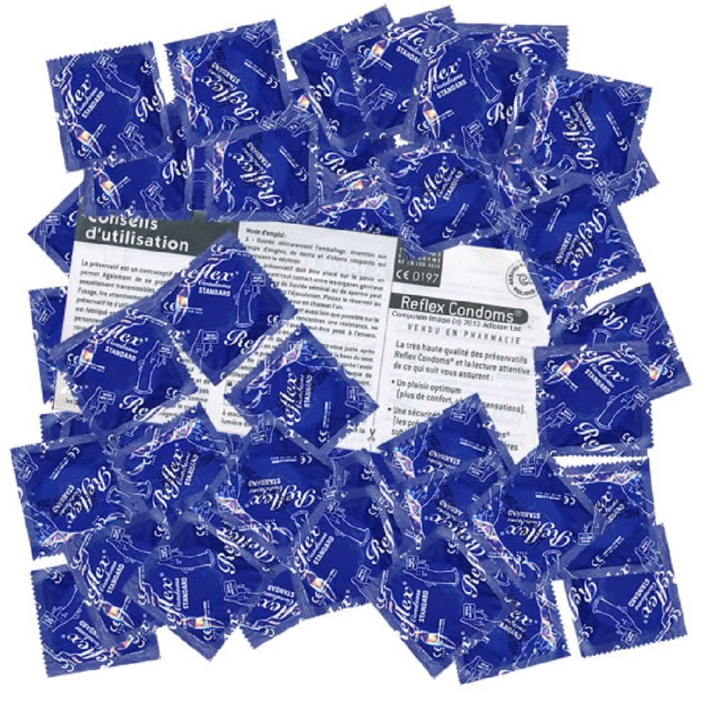 Reflex Kondome Standard Beutel mit, 144 St., französische Standardkondome im Vorratsbeutel