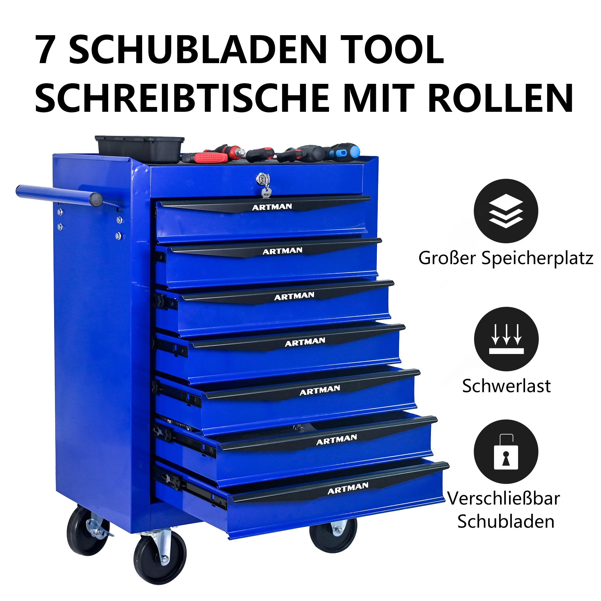 Fine Life Pro Werkstattwagen Schubladen Werkzeugwagen auf Rollen