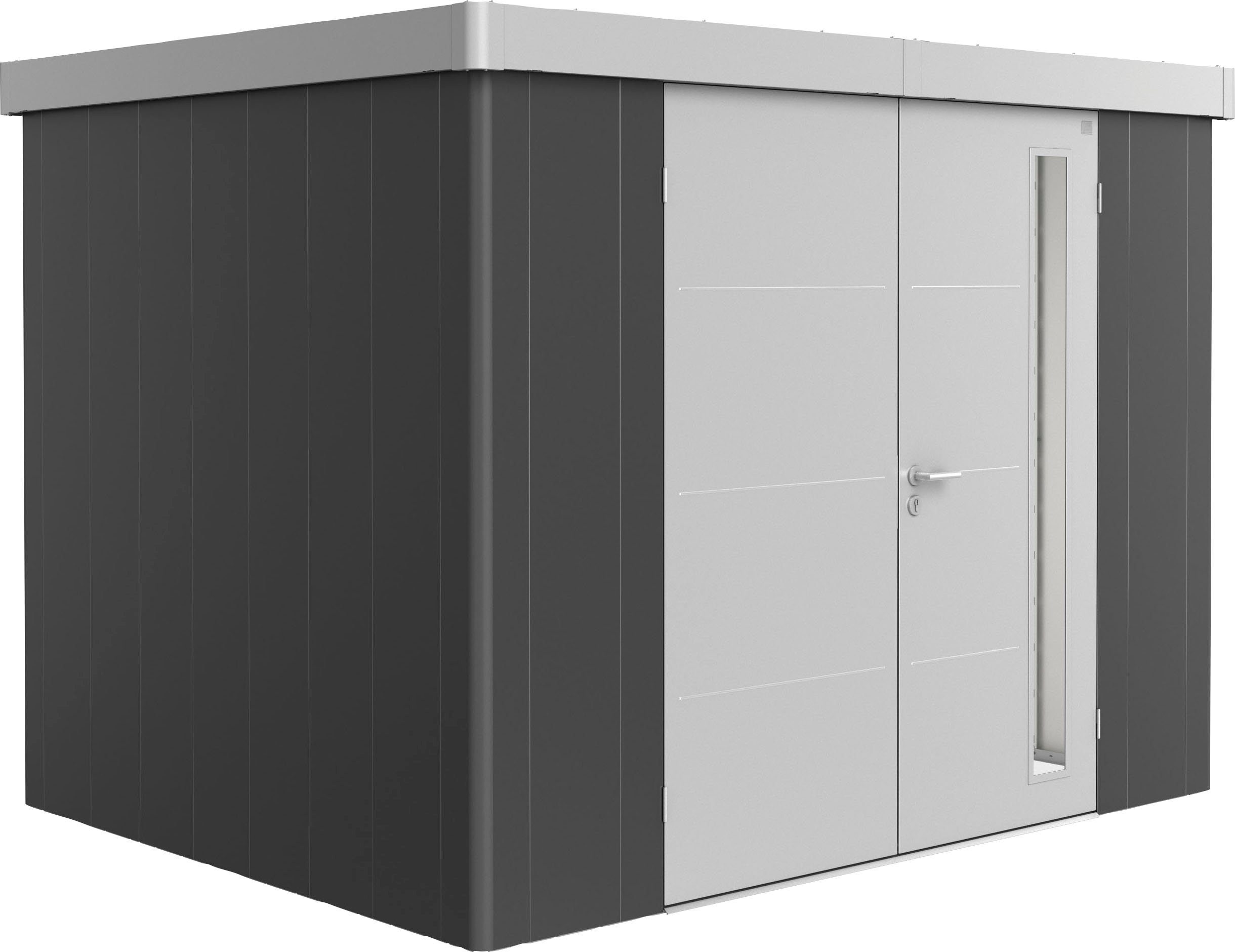 Biohort und Variante der 3.1, Neo Design: Tür Wandoberfläche Metall, glatte Gerätehaus in 2C 292x236 elegantes cm, BxT: Lichtband Modernes