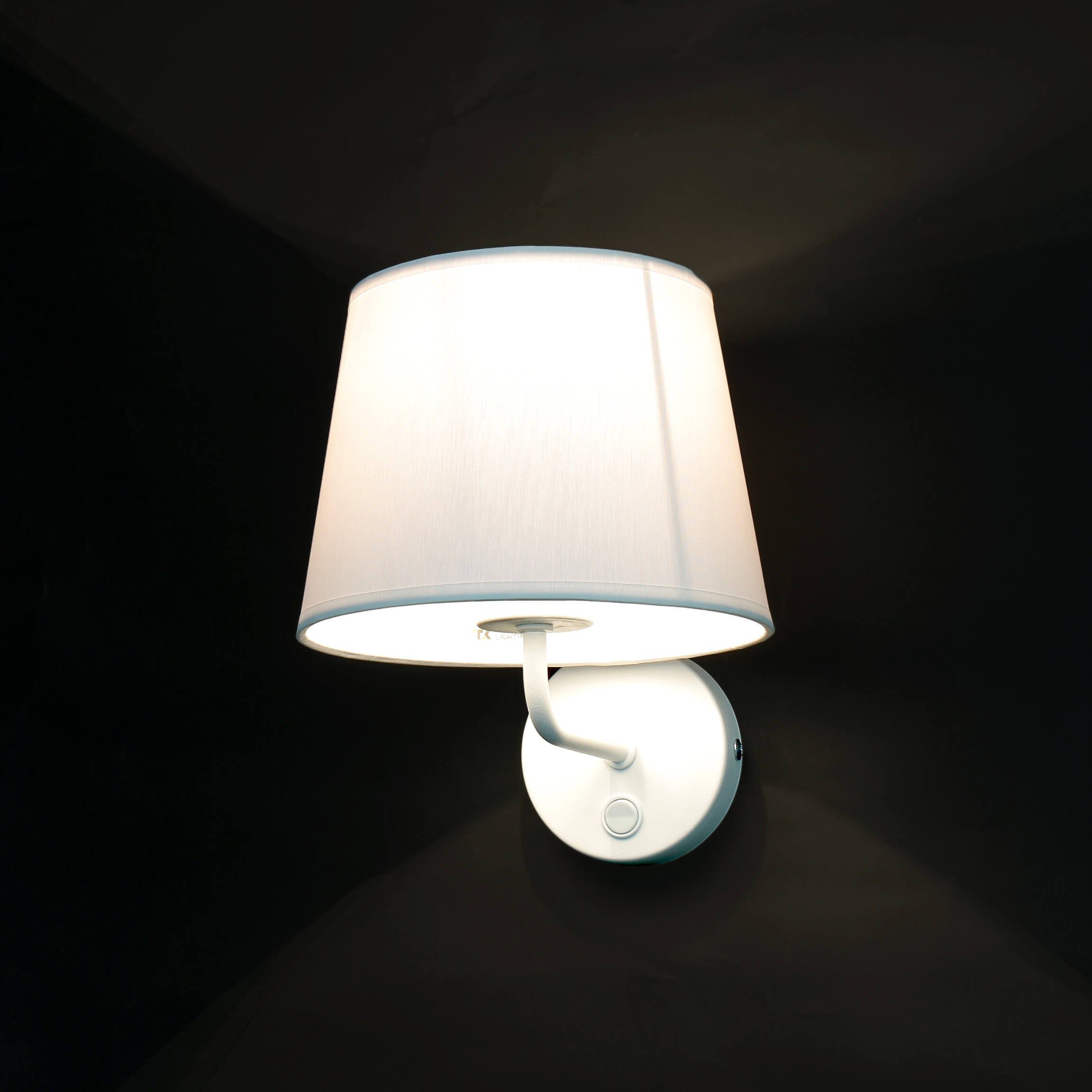Wandleuchte Schalter MAJA, mit Weiß Stoffschirm Flurlampe ohne Metall Wandlampe Leuchtmittel, Licht-Erlebnisse
