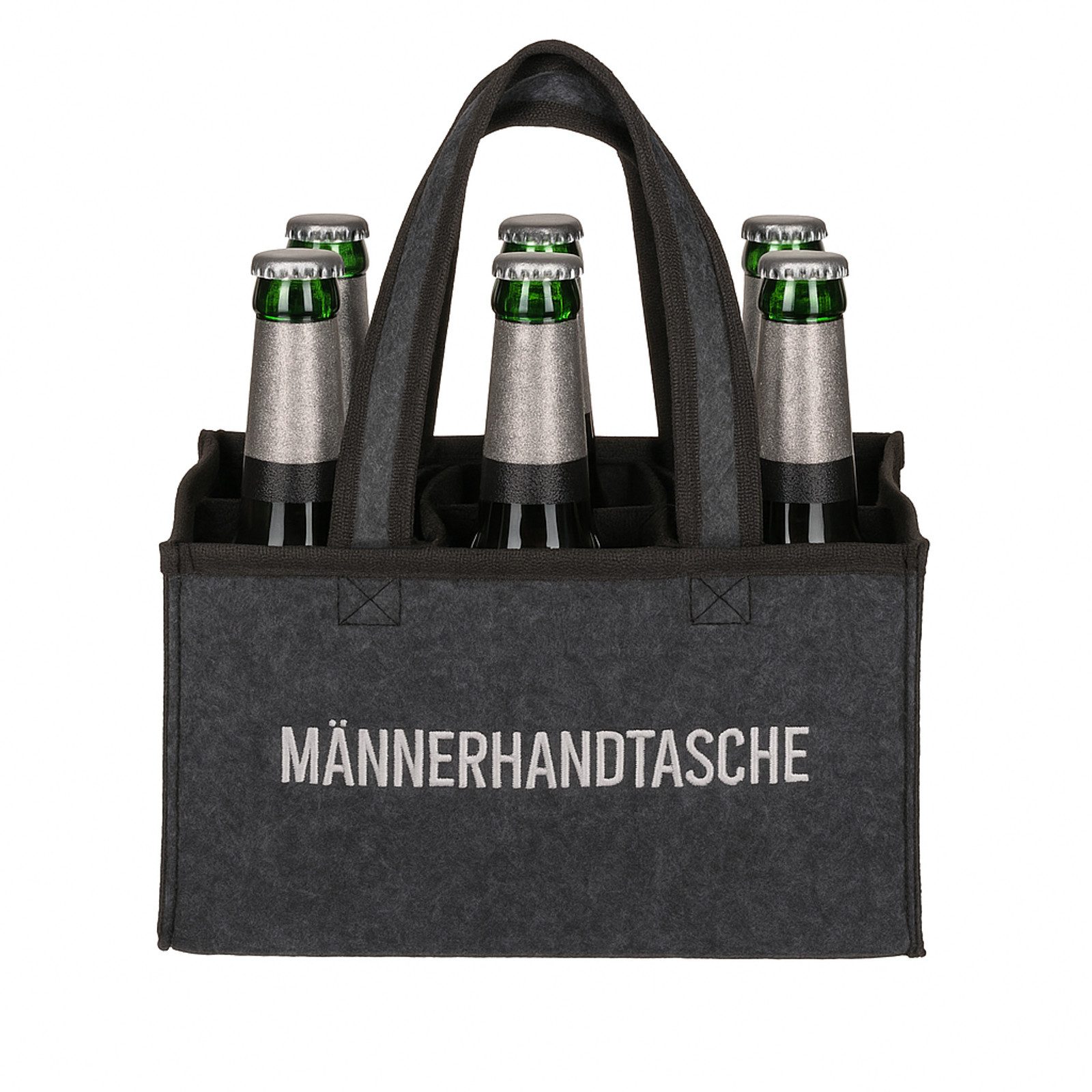 Tragetasche Flaschentasche Grau Filz 6 Fächer Männerhandtasche Tragetasche