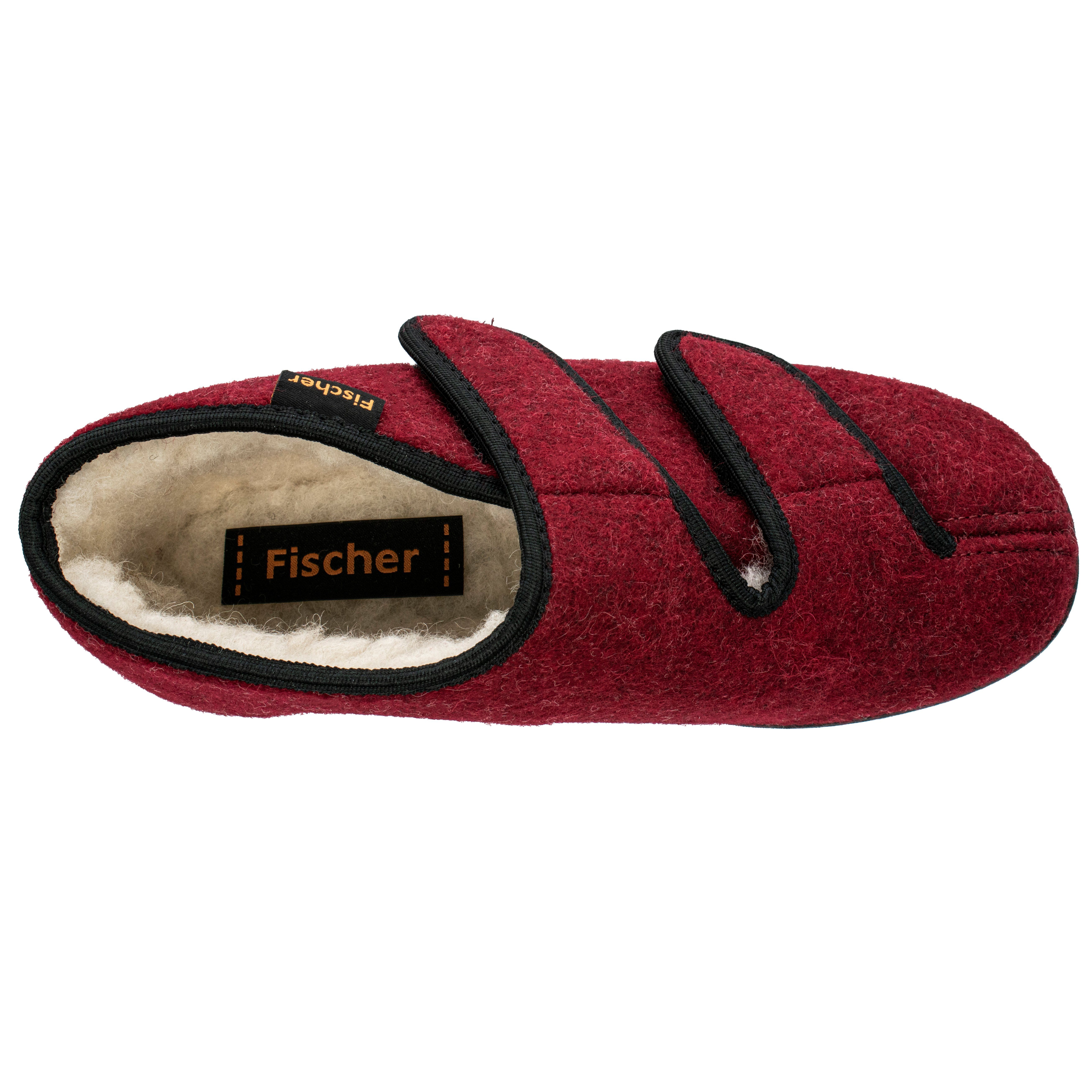 Fischer-Markenschuh Dora Hausschuh Filz, Weite H, Klettverschluss, Schurwollfutter