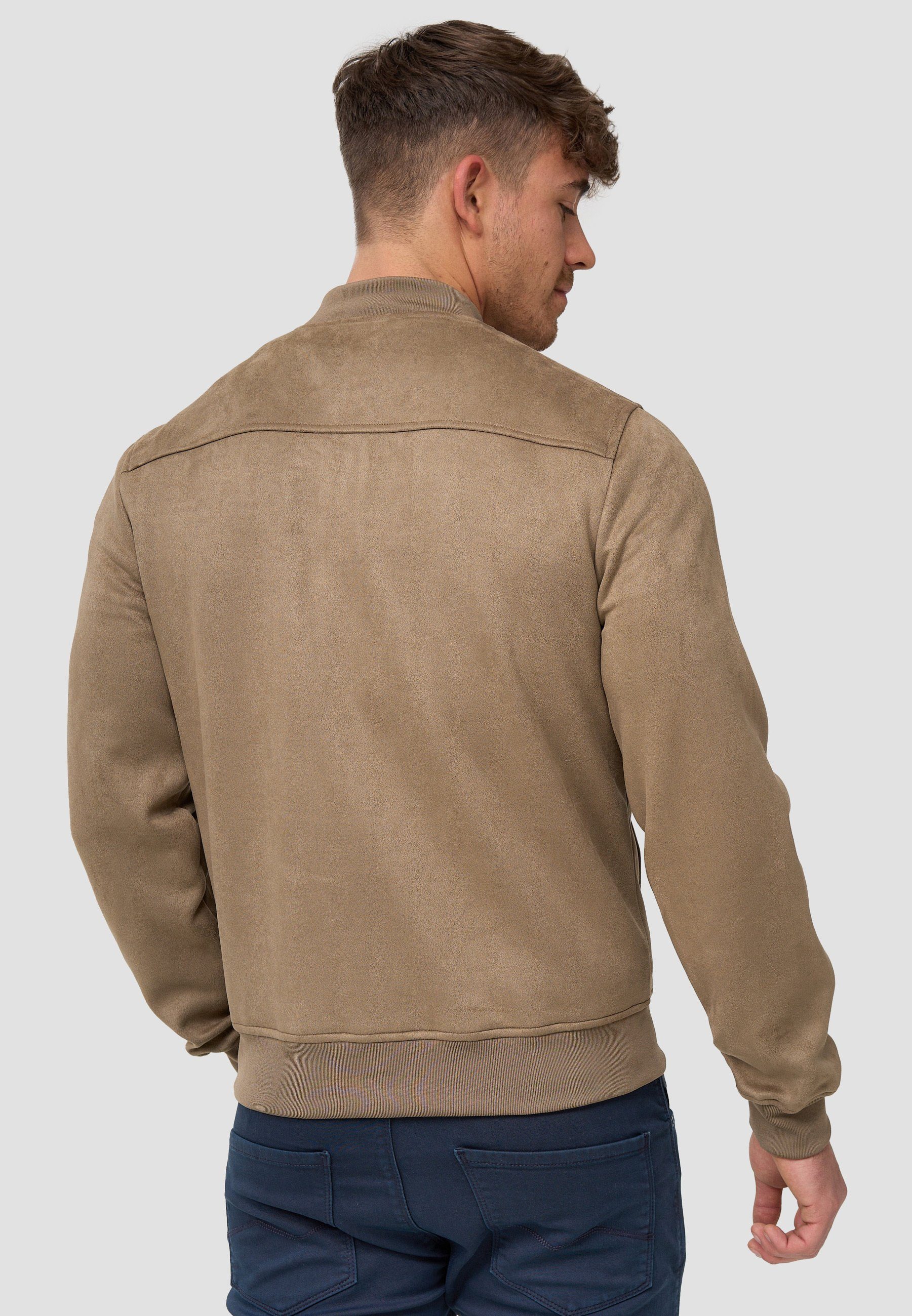Indicode Lederimitatjacke Herren Ibon Übergangsjacke Herrenjacke Kunstlederjacke mit Stehkragen