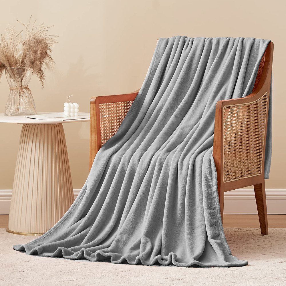 grau( Sofa GelldG decke Decke 100*150) Grau Flauschig Wohndecke Warme Silber Decke, Kuscheldecke Fleece -