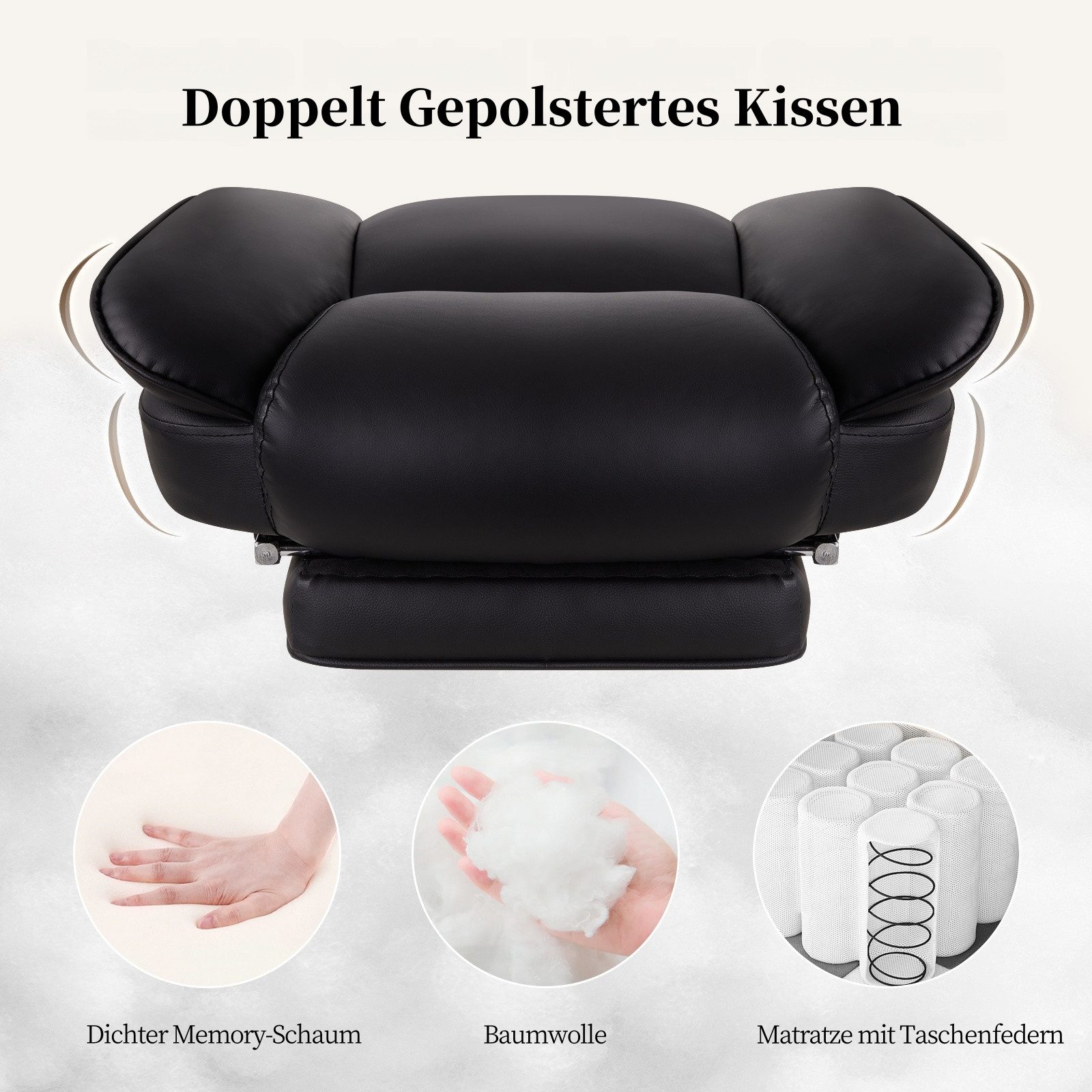 Intimate WM Heart Chefsessel Ergonomischer Bürostuhl, Höhenverstellbar Schreibtischstuhl (Gaming Stuhl mit dickem Kissen), PU-Leder Drehstuhl mit Kopfstützte un – Bild 4 von 5