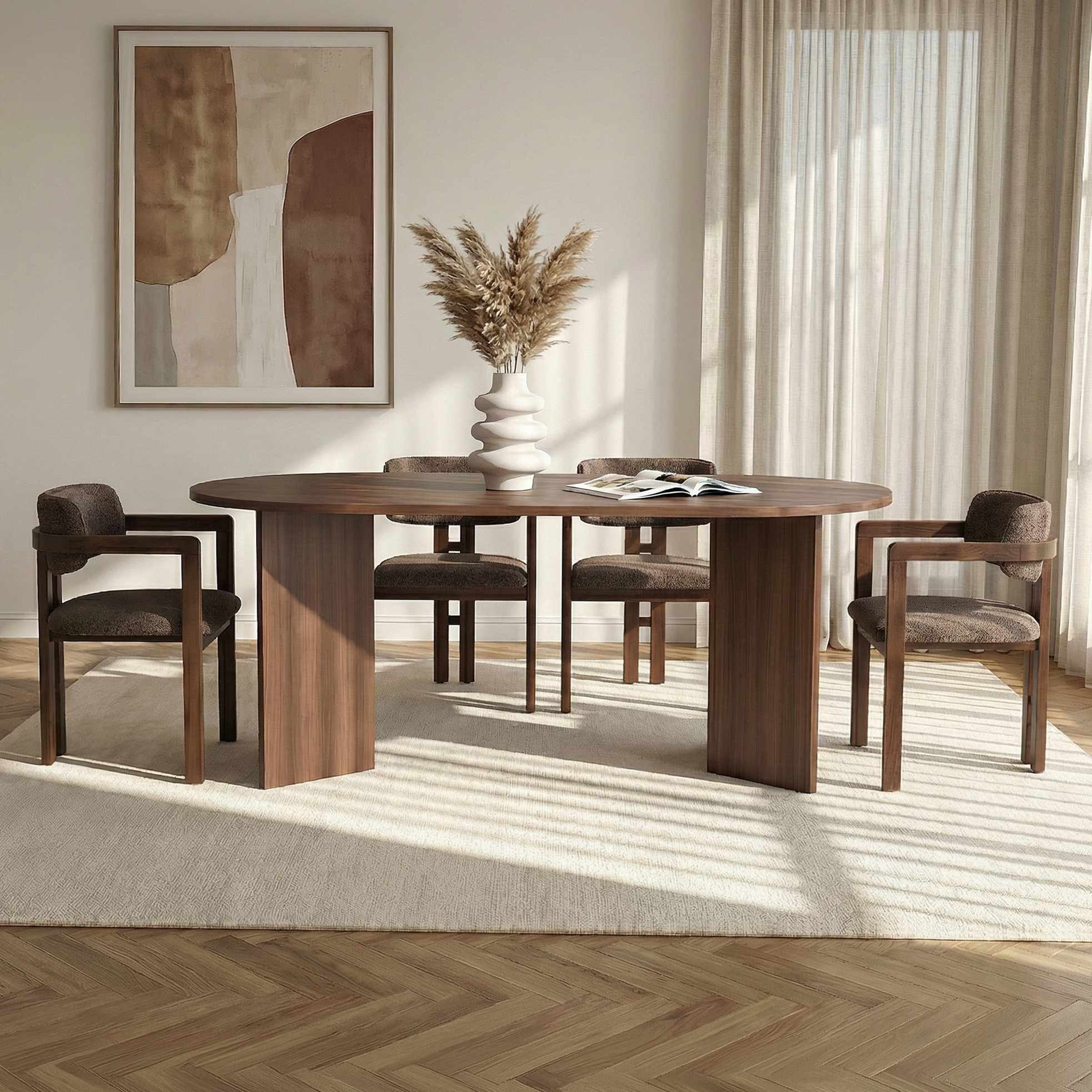 Skye Decor Essgruppe Sablin Modern 4 Japandi Set, (Set, 5-tlg., 1 Tish,4 Stühle), bestenend aus 4 Stühl und 1 Tish Modern Esszimmer Set